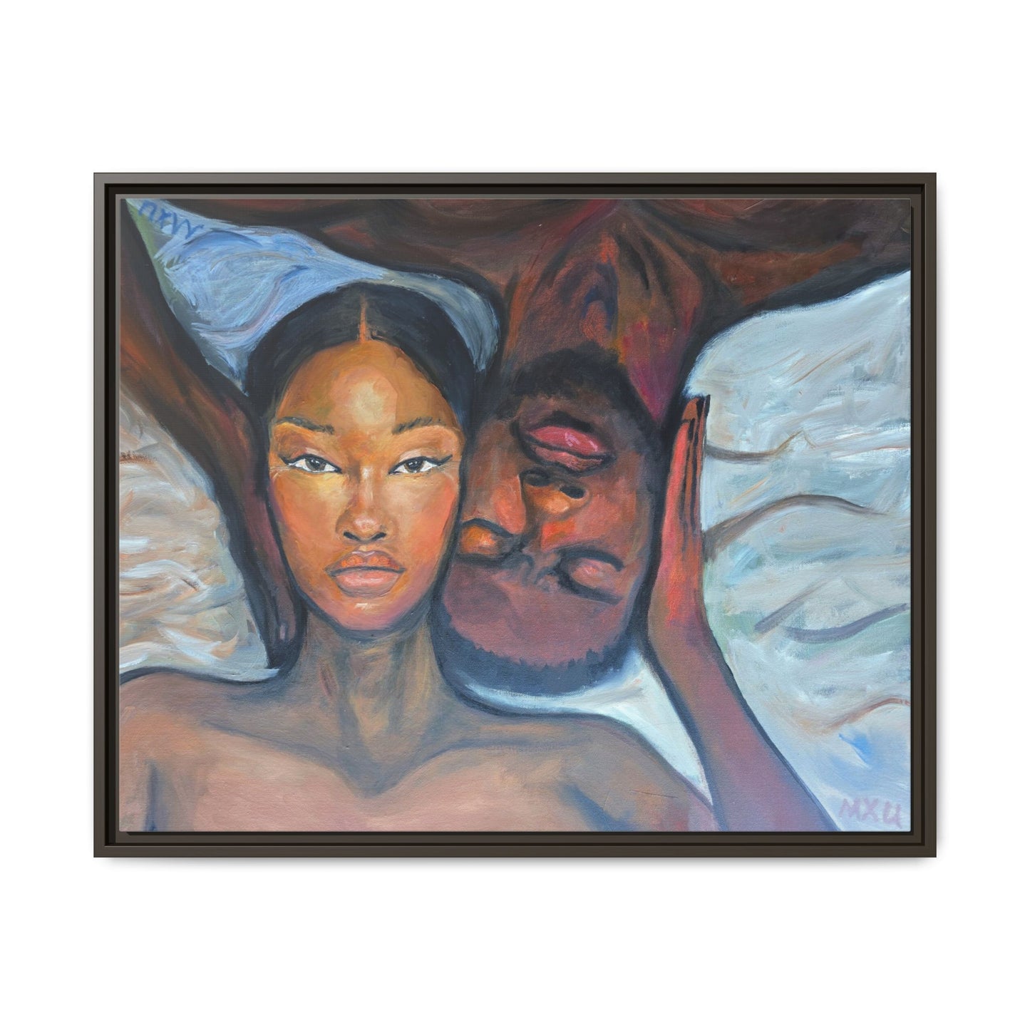 Canvas Framed Wall Art Print, Couples Art, Modern Home Decor, Romantic Artwork, Gift for Her, Bedroom Wall Decor