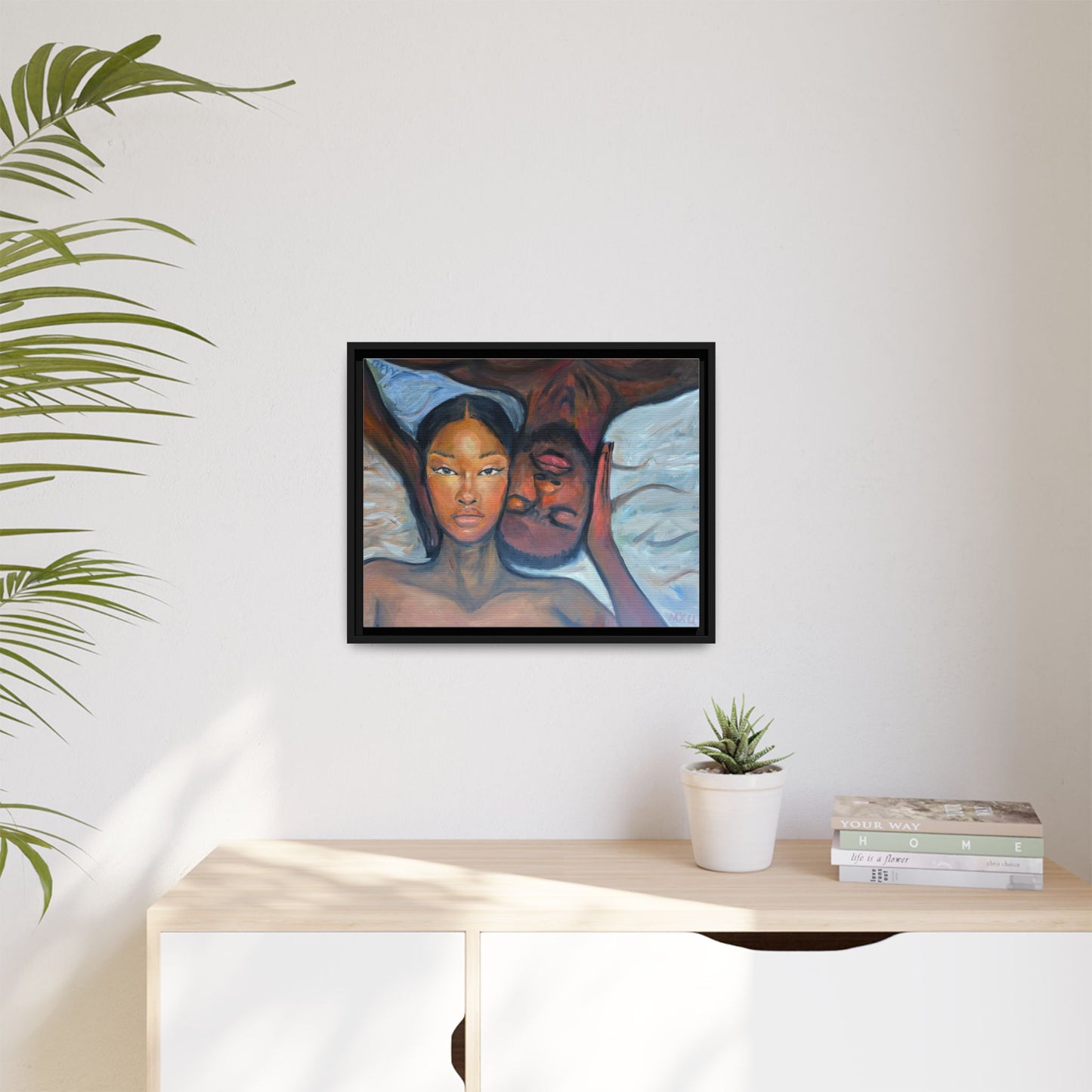 Canvas Framed Wall Art Print, Couples Art, Modern Home Decor, Romantic Artwork, Gift for Her, Bedroom Wall Decor
