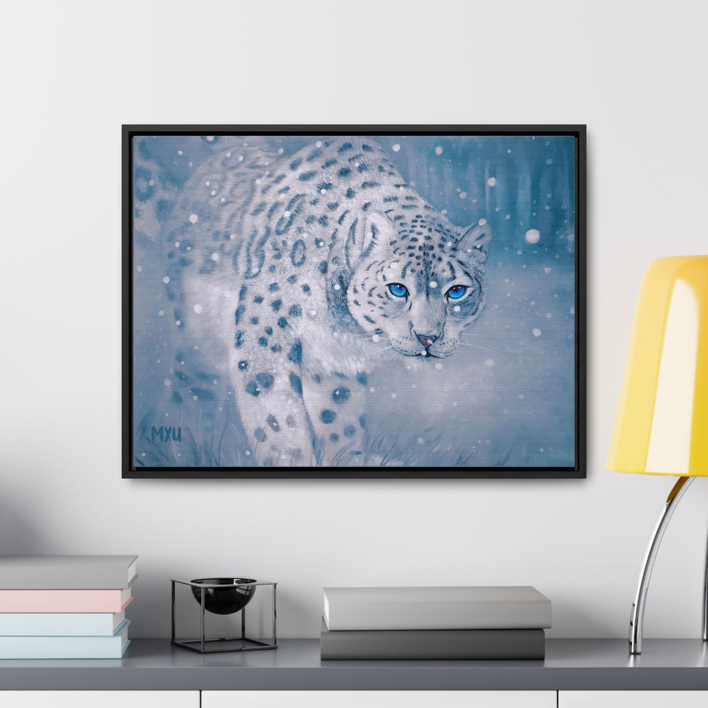 Snow Leopard | Framed Canvas Print | Fine Art Collectable