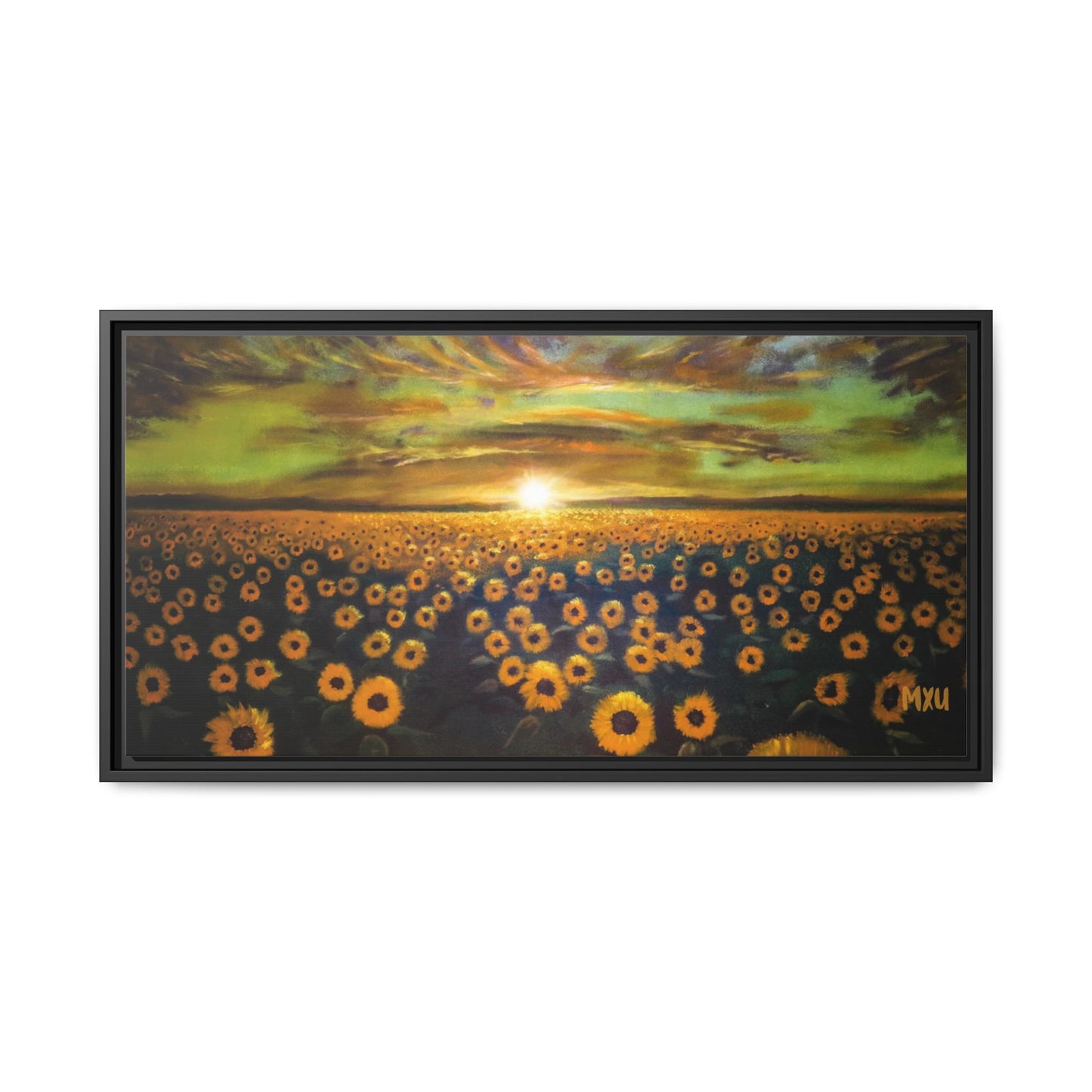 Framed Sunflower Canvas Art, Cheerful Home Decor, Nature Wall Art, Gift for Gardeners, Rustic Living Room Decoration