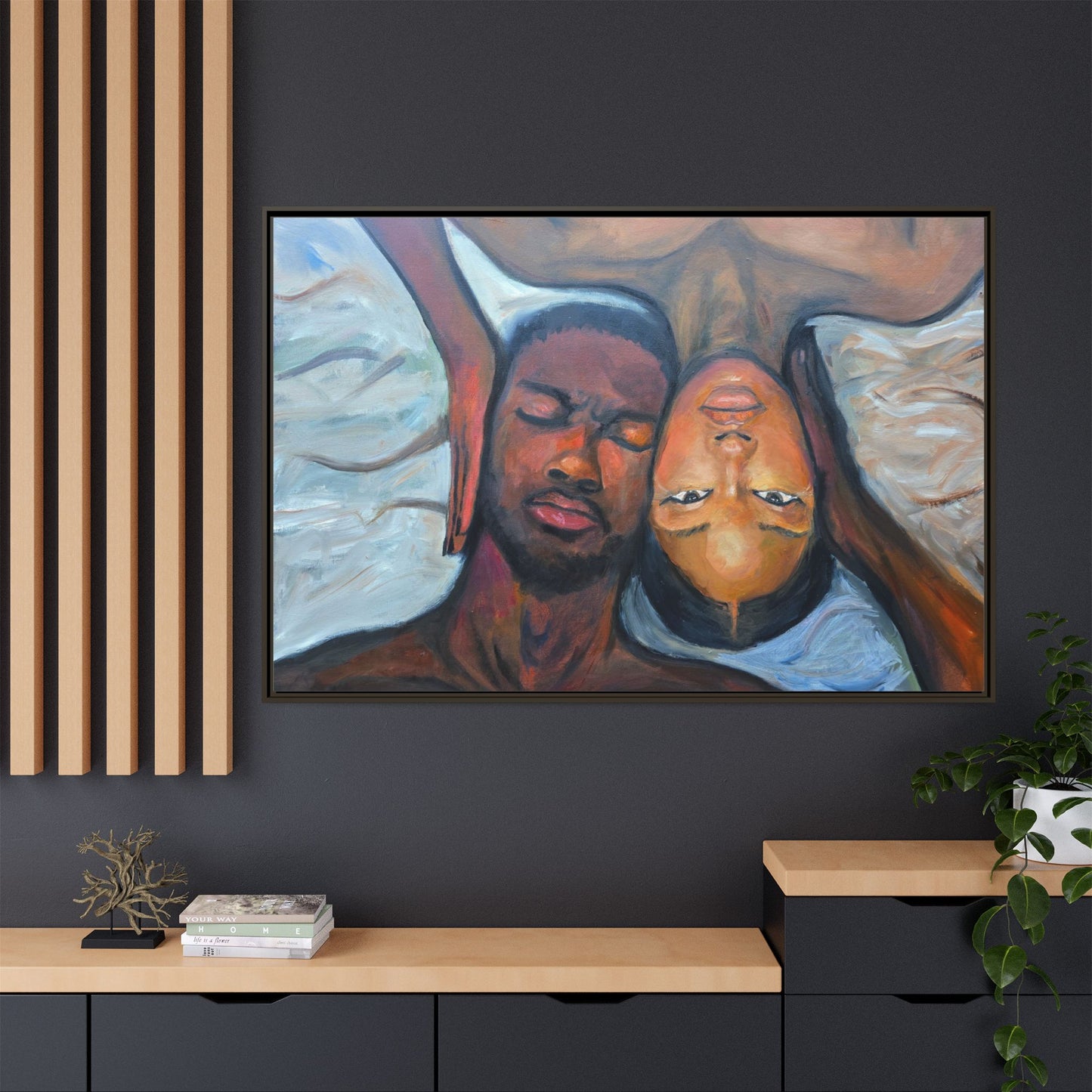 Framed Wall Art Print, Couples Art, Modern Home Decor, Romantic Artwork, Gift for Her, Bedroom Wall Decor