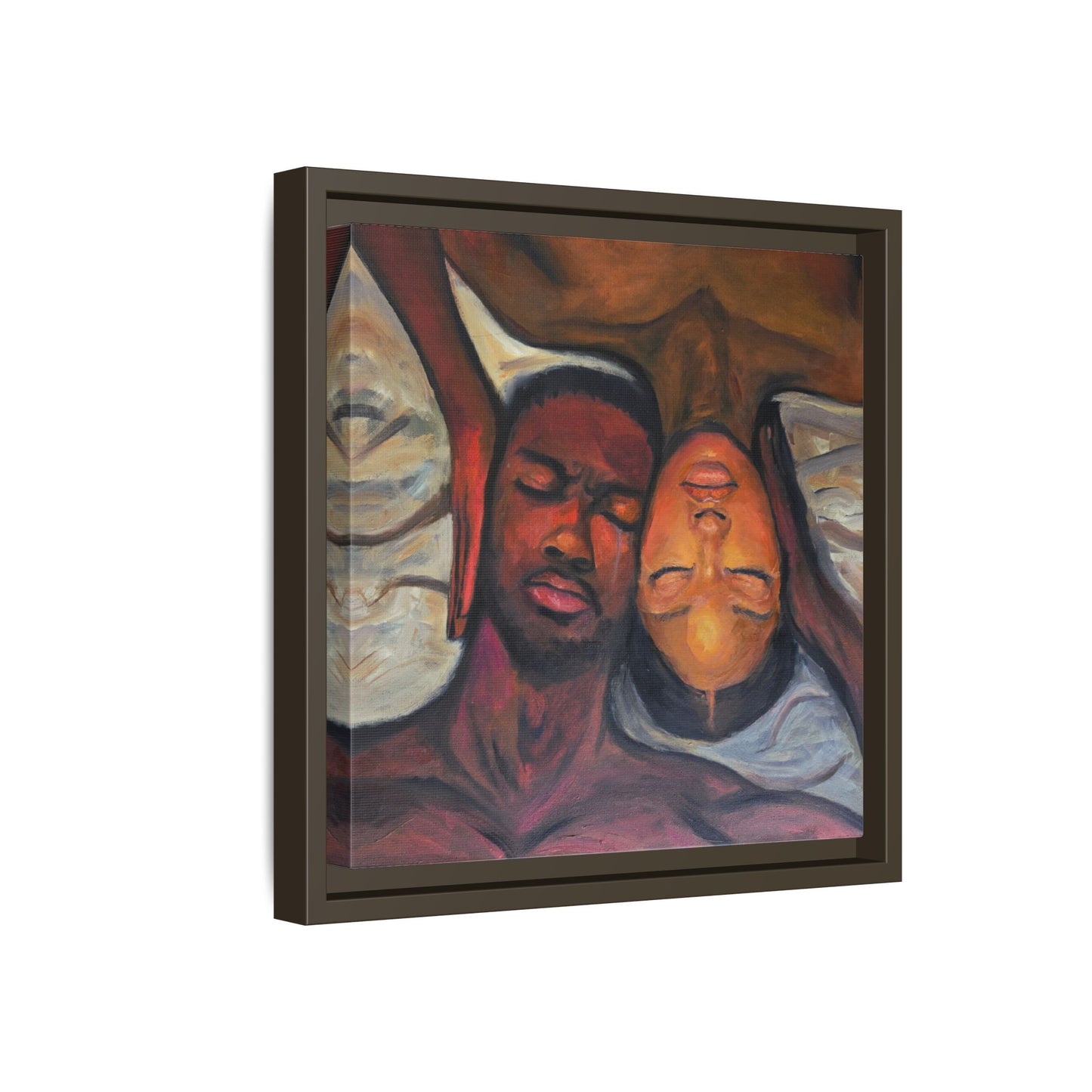 Emotional Oil Painting of Couple in Bed 2