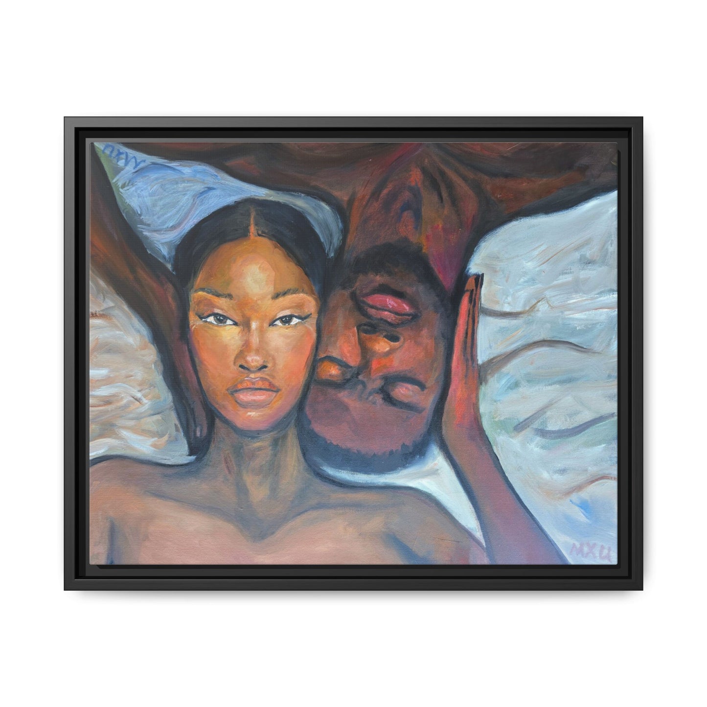 Canvas Framed Wall Art Print, Couples Art, Modern Home Decor, Romantic Artwork, Gift for Her, Bedroom Wall Decor