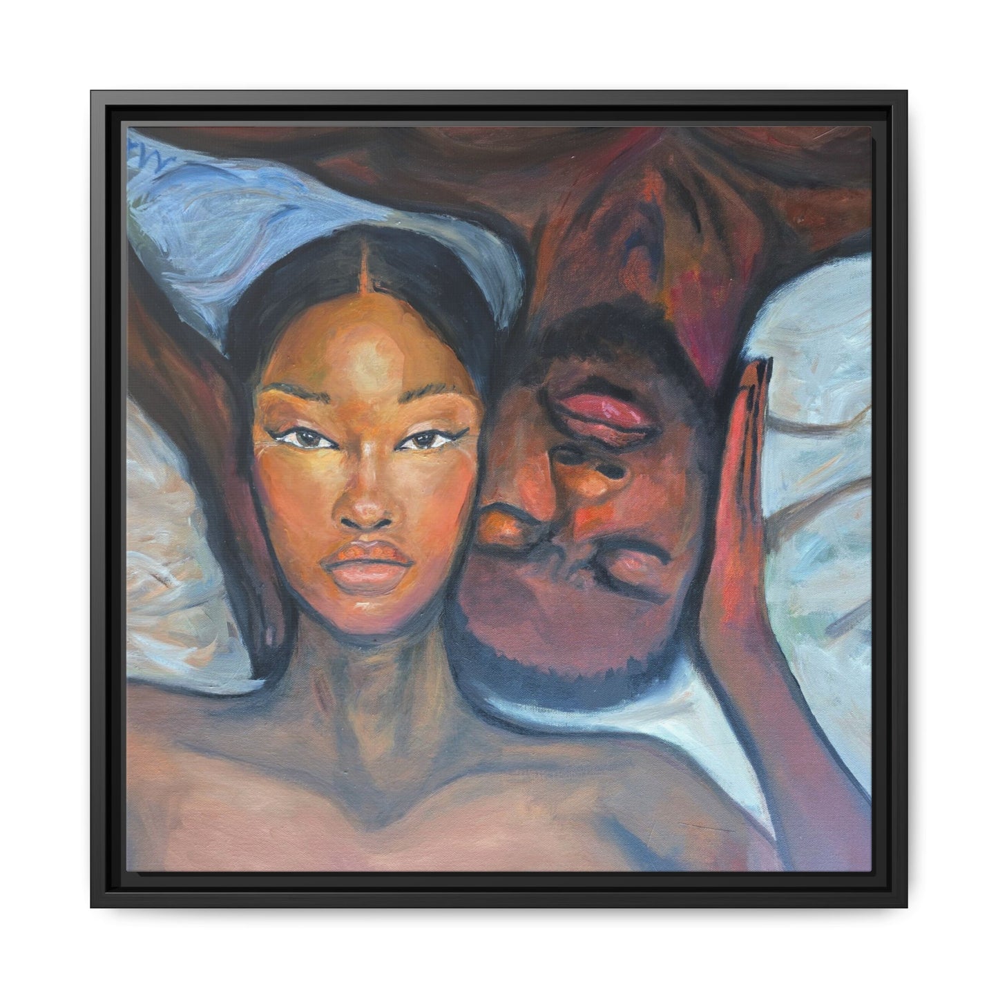 Canvas Framed Wall Art Print, Couples Art, Modern Home Decor, Romantic Artwork, Gift for Her, Bedroom Wall Decor