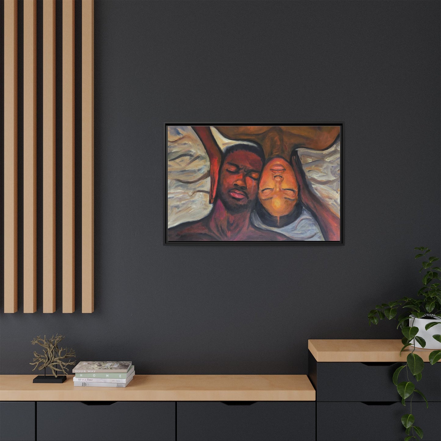 Emotional Oil Painting of Couple in Bed 2