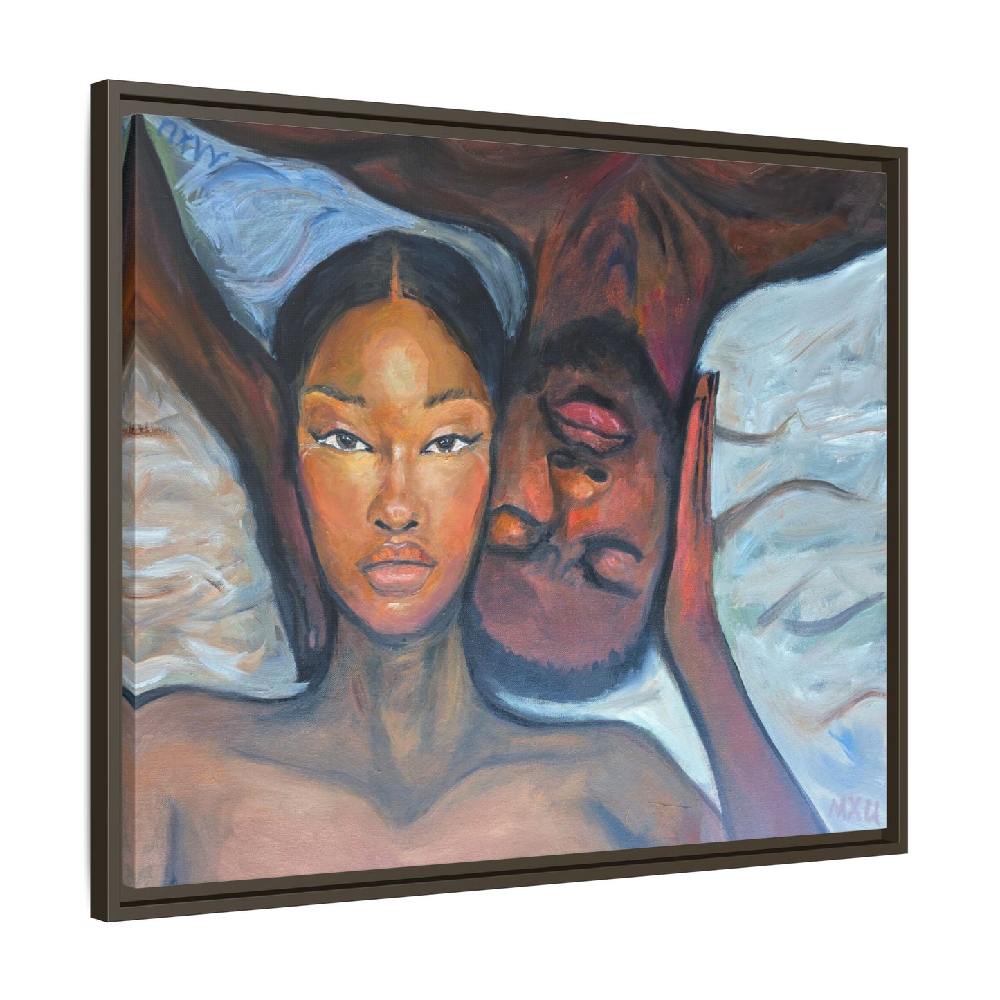 Canvas Framed Wall Art Print, Couples Art, Modern Home Decor, Romantic Artwork, Gift for Her, Bedroom Wall Decor