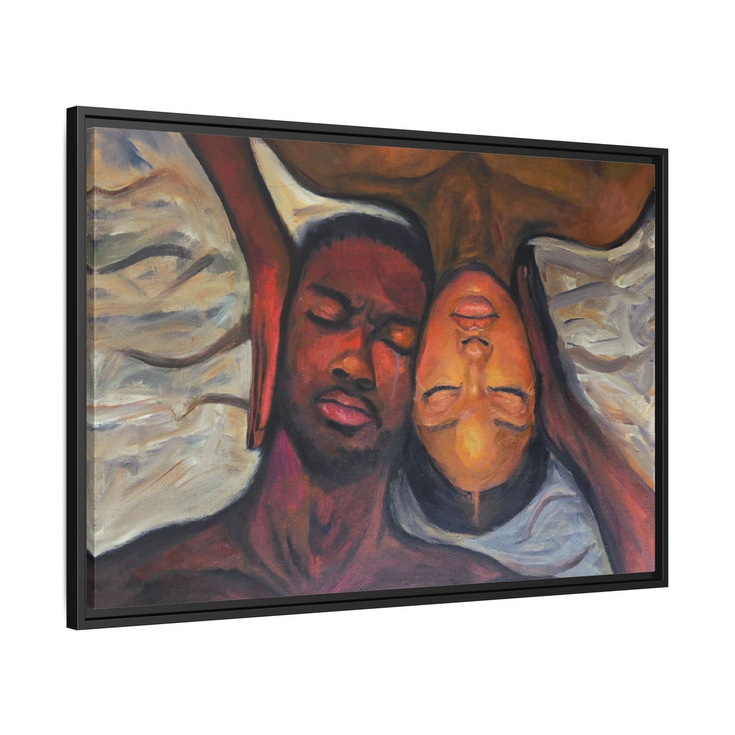 Emotional Oil Painting of Couple in Bed 2