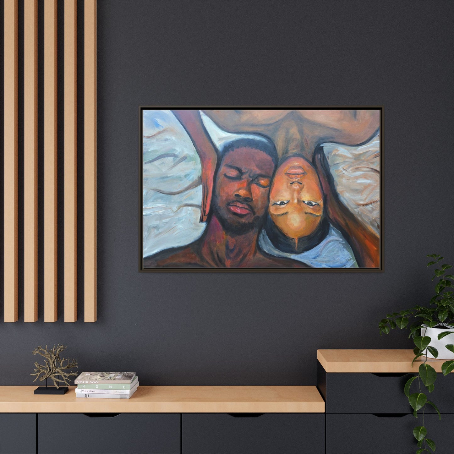 Framed Wall Art Print, Couples Art, Modern Home Decor, Romantic Artwork, Gift for Her, Bedroom Wall Decor
