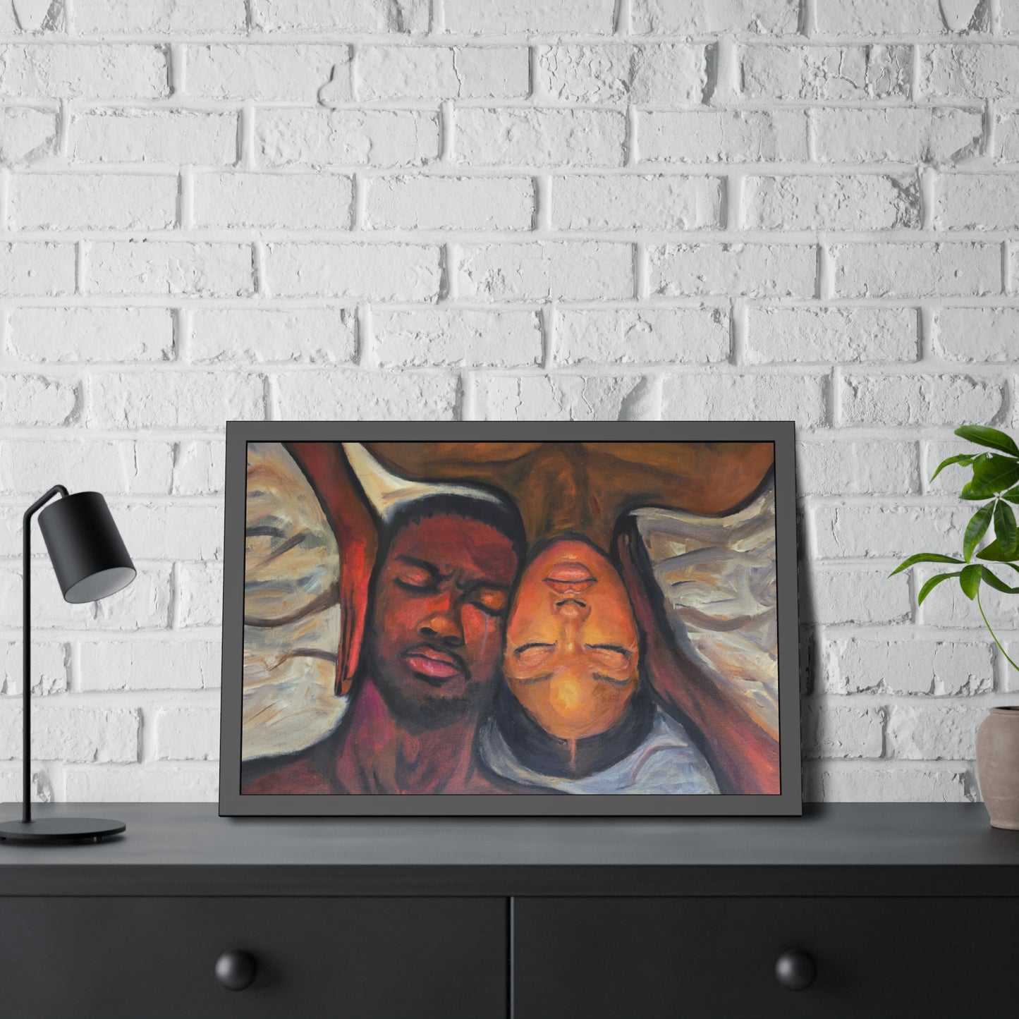 "Perspectives" Framed Wall Art, Black Couple Portrait, Home Decor, Unique Gift, Modern Art, Relationship Celebration