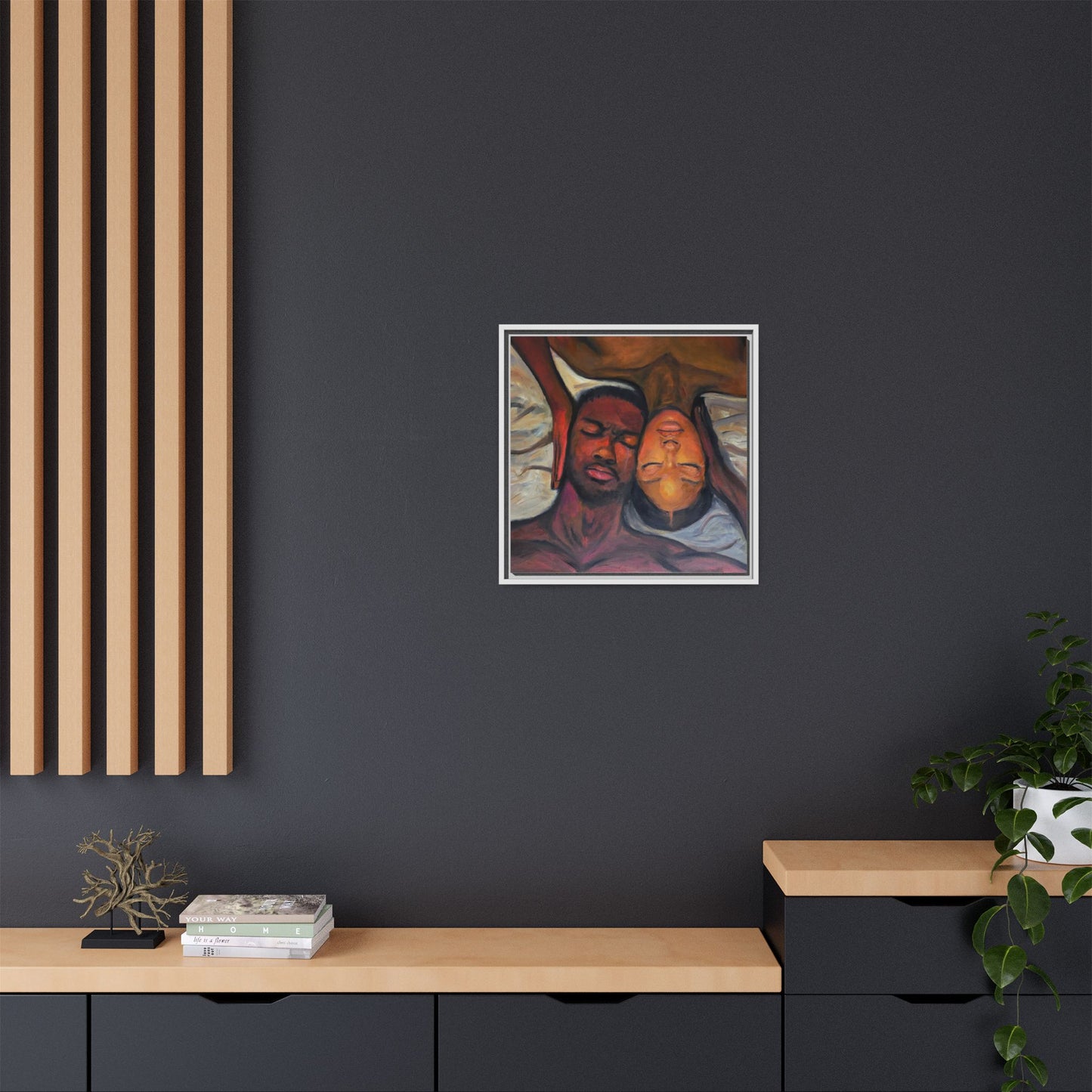 Emotional Oil Painting of Couple in Bed 2