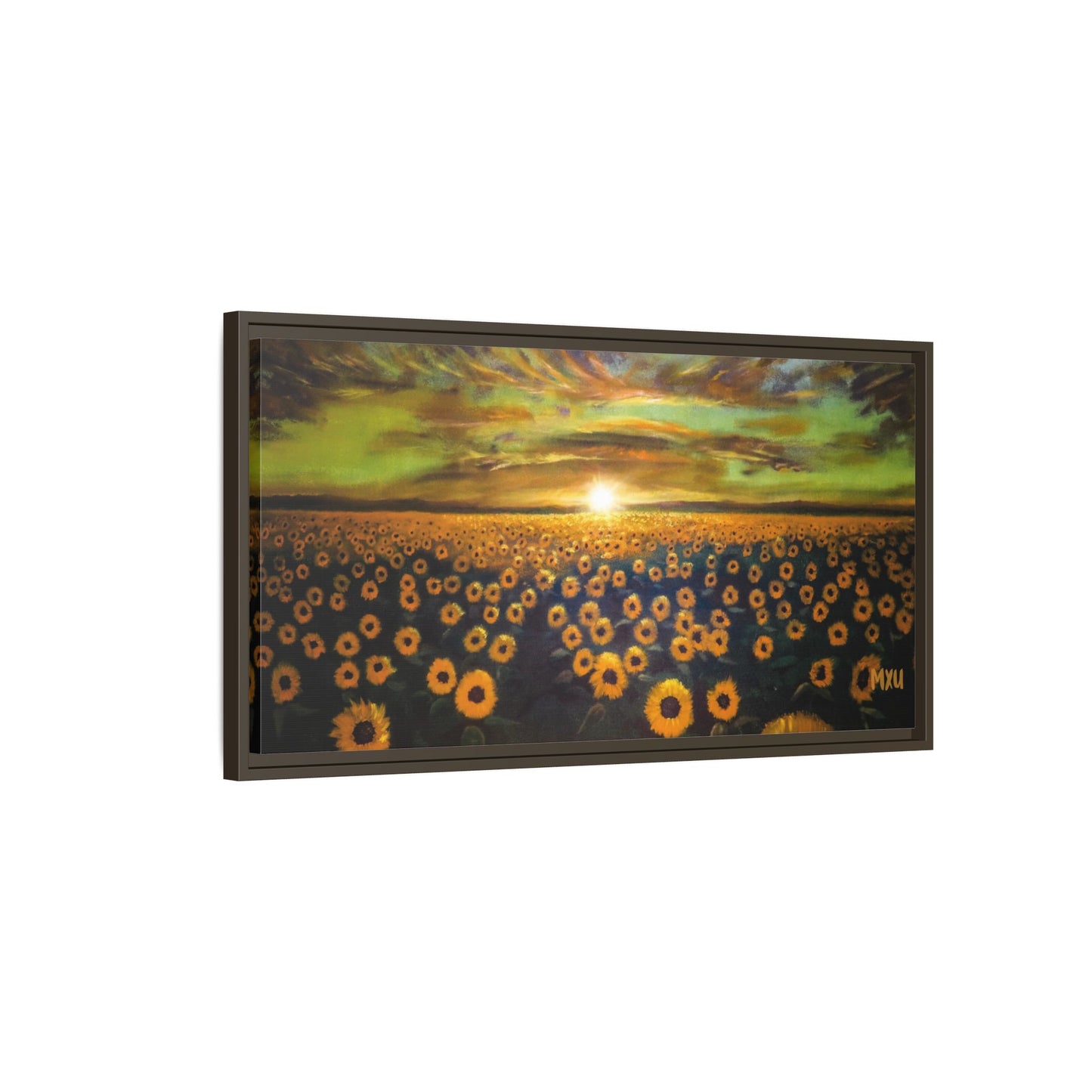 Framed Sunflower Canvas Art, Cheerful Home Decor, Nature Wall Art, Gift for Gardeners, Rustic Living Room Decoration