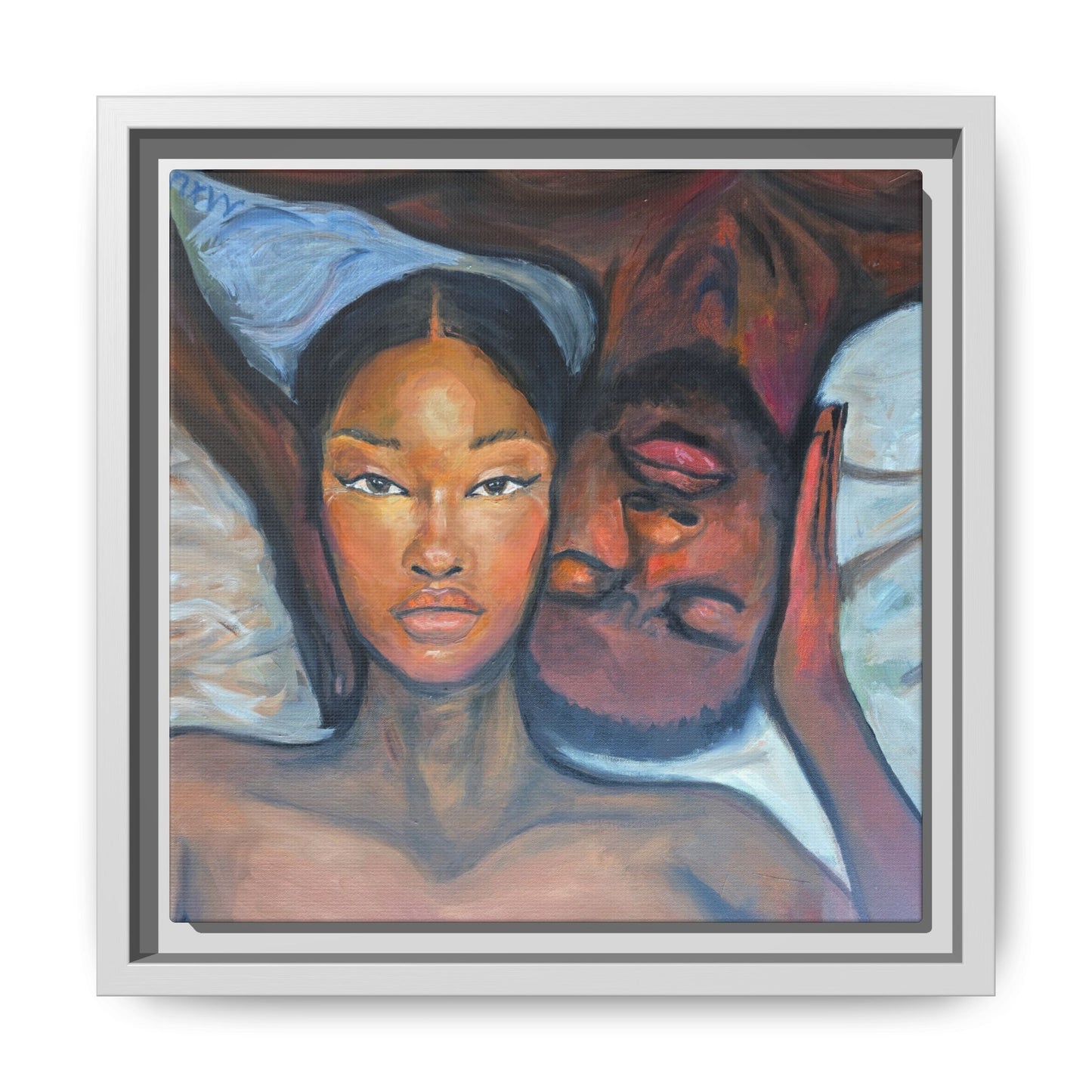 Canvas Framed Wall Art Print, Couples Art, Modern Home Decor, Romantic Artwork, Gift for Her, Bedroom Wall Decor