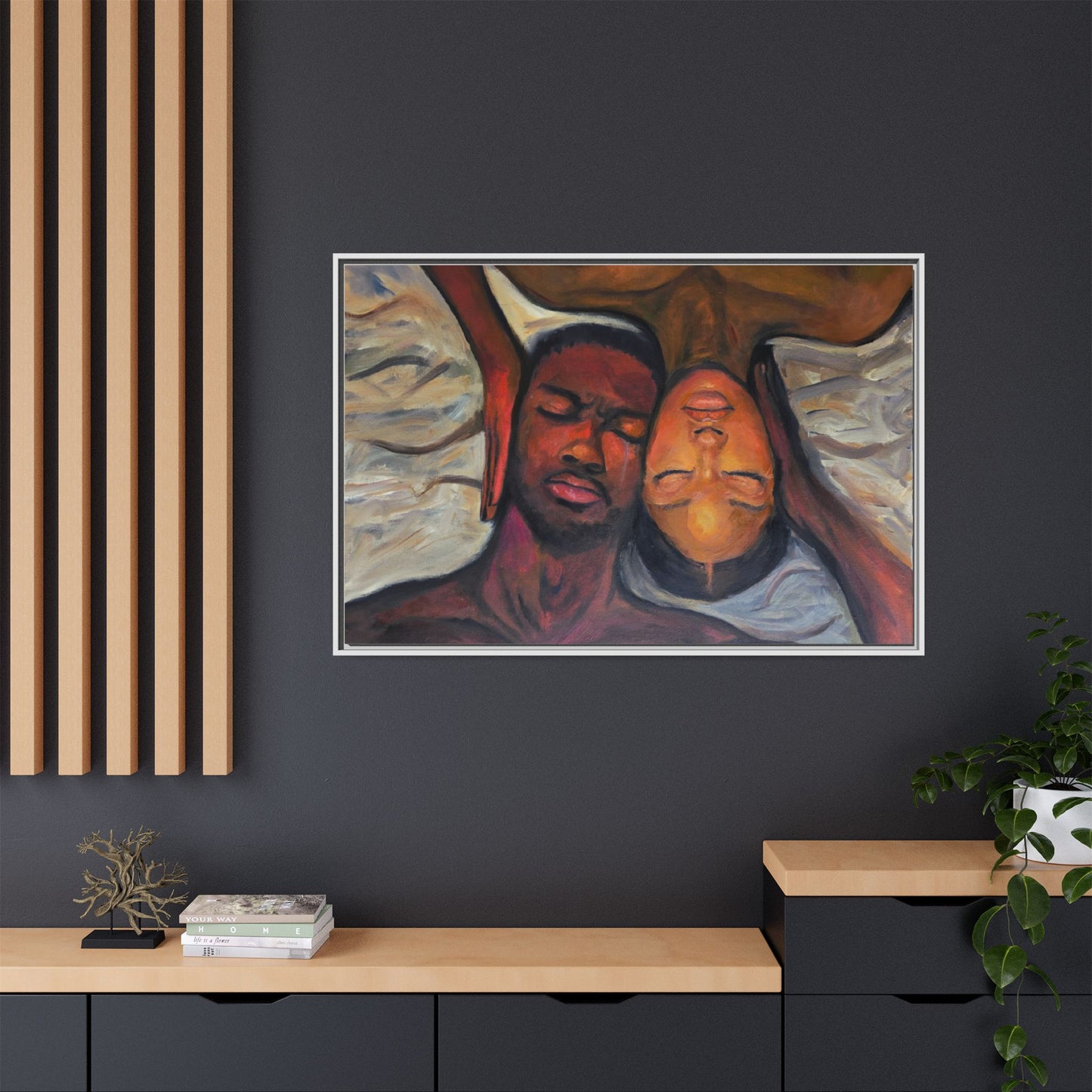 Emotional Oil Painting of Couple in Bed 2