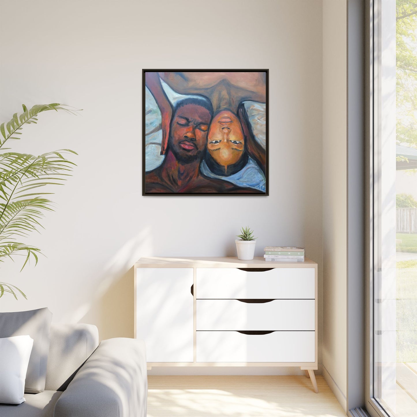 Framed Wall Art Print, Couples Art, Modern Home Decor, Romantic Artwork, Gift for Her, Bedroom Wall Decor