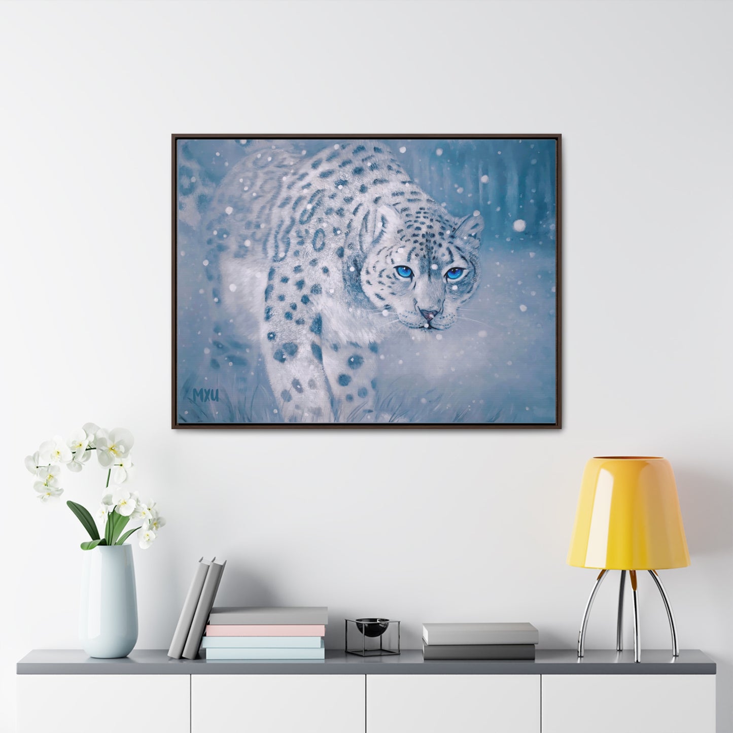 Snow Leopard | Framed Canvas Print | Fine Art Collectable