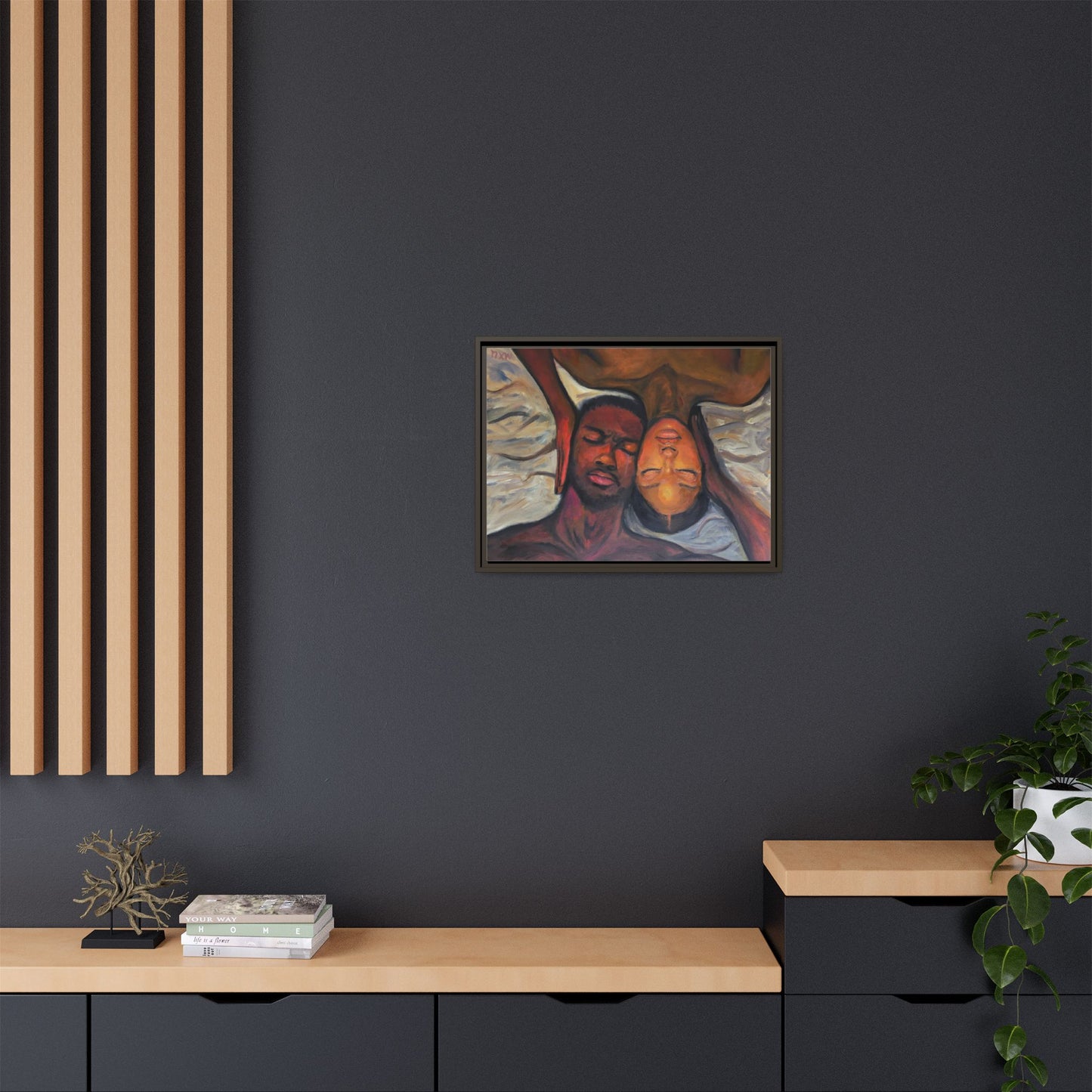 Emotional Oil Painting of Couple in Bed 2