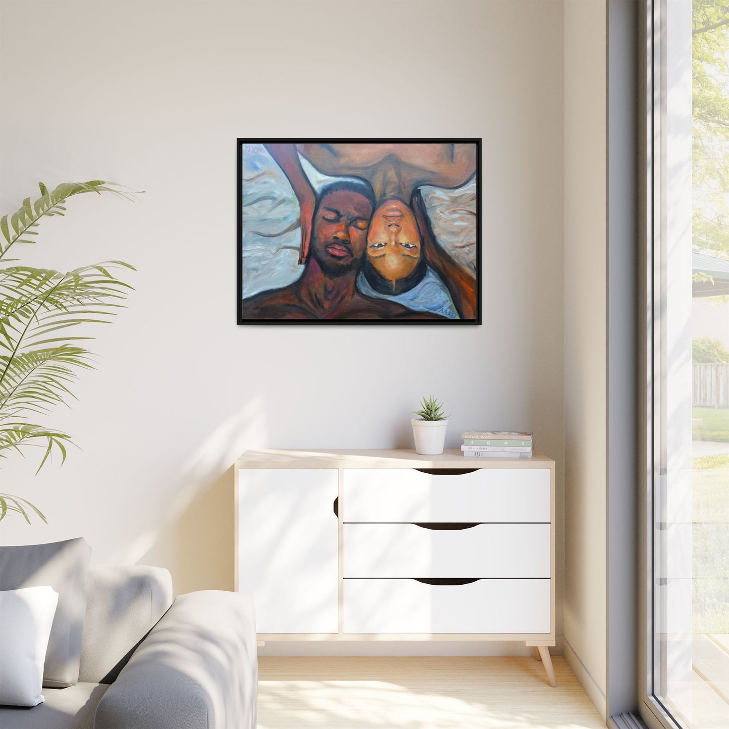 Framed Wall Art Print, Couples Art, Modern Home Decor, Romantic Artwork, Gift for Her, Bedroom Wall Decor