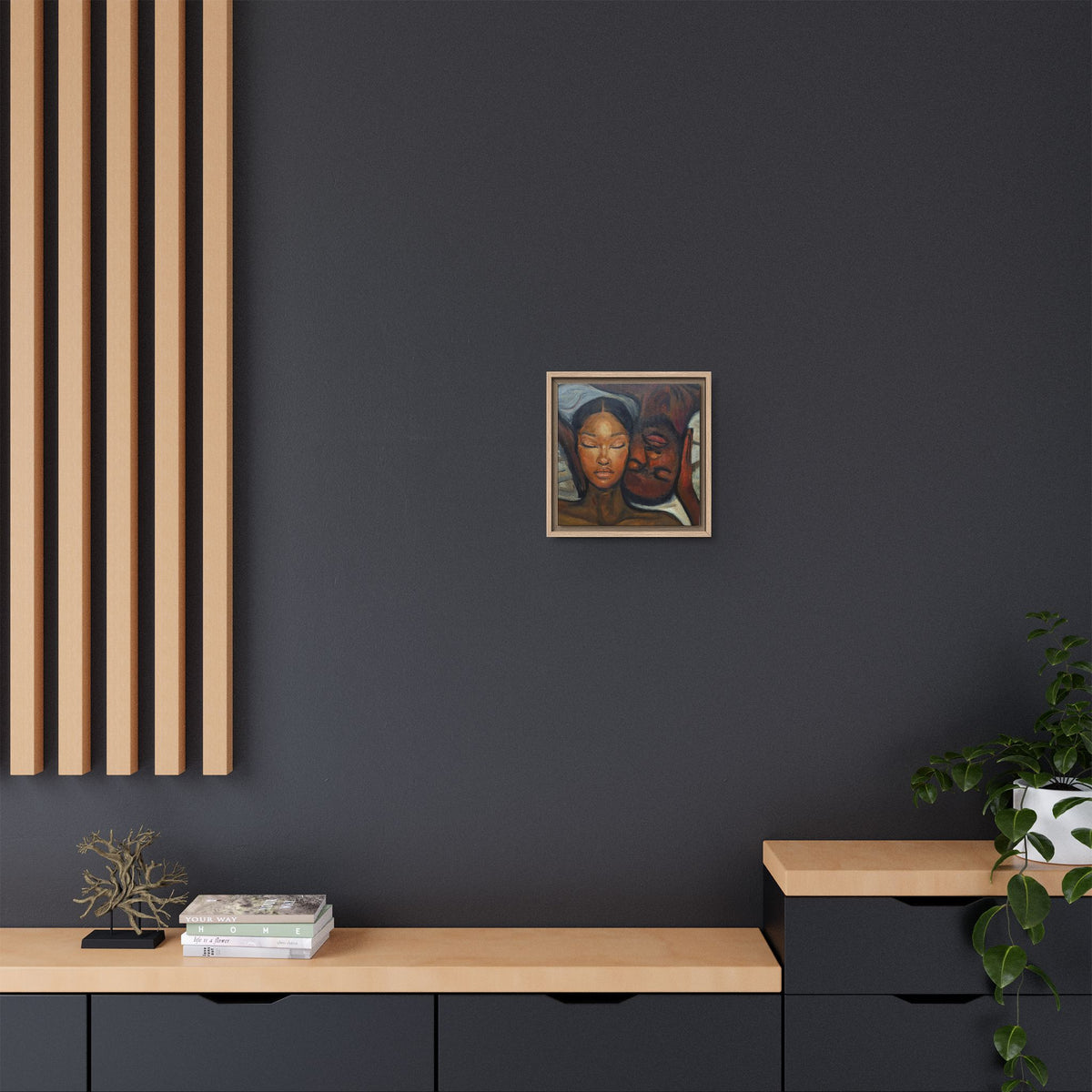 Framed Canvas Wall Art – Intimate Couple Portrait