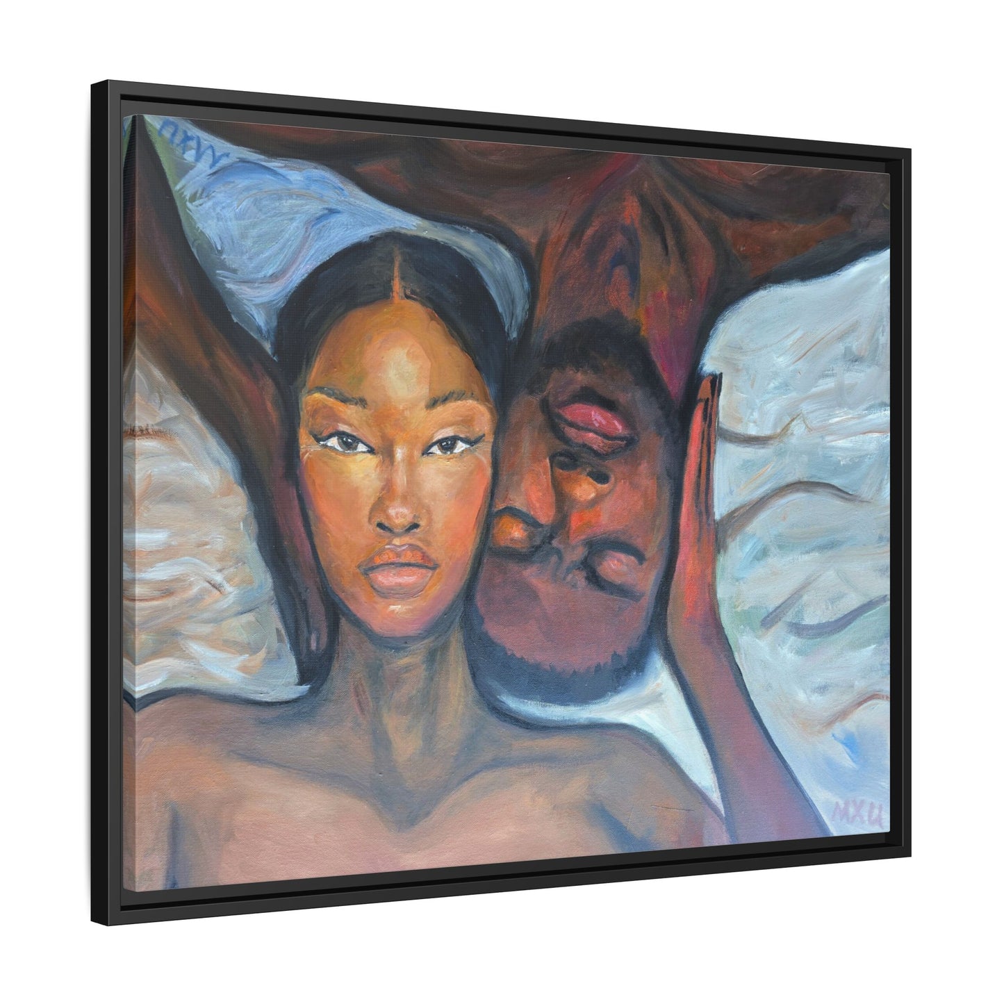 Canvas Framed Wall Art Print, Couples Art, Modern Home Decor, Romantic Artwork, Gift for Her, Bedroom Wall Decor