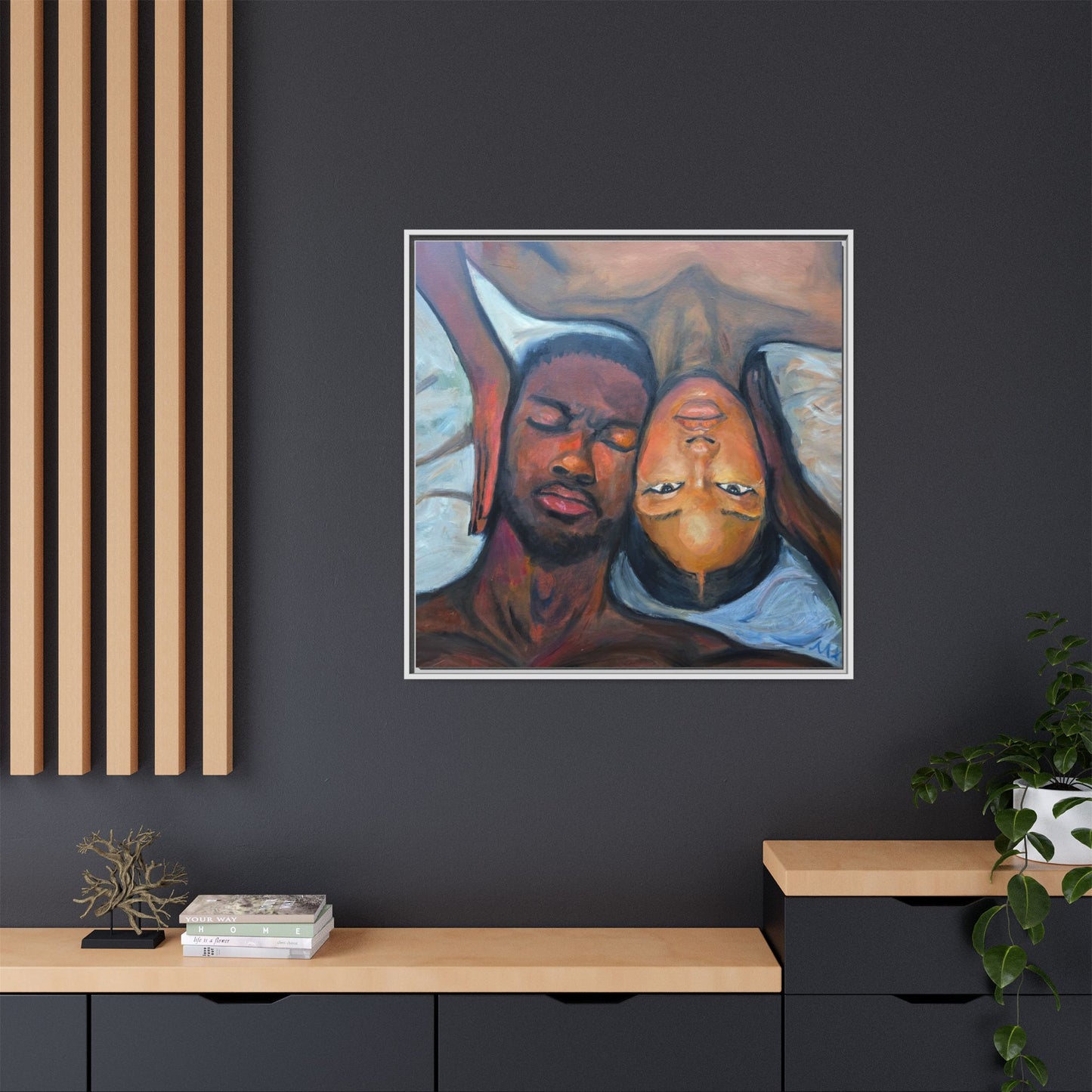 Framed Wall Art Print, Couples Art, Modern Home Decor, Romantic Artwork, Gift for Her, Bedroom Wall Decor