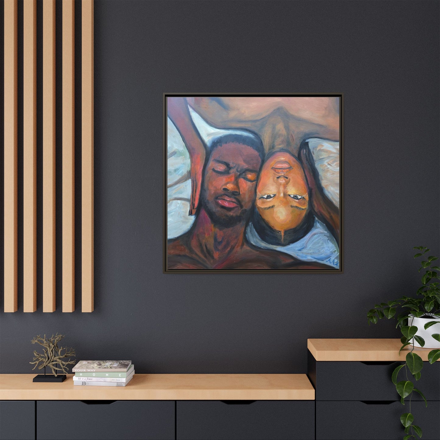 Framed Wall Art Print, Couples Art, Modern Home Decor, Romantic Artwork, Gift for Her, Bedroom Wall Decor