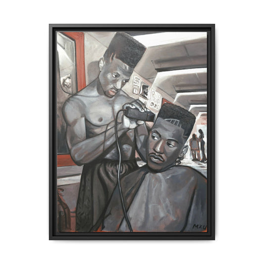 Barber Shop Art Print, Multi-color Framed Canvas Decor, Black Culture Artwork, Gift for Barbers, Home Wall Decor, Vintage Barber Shop