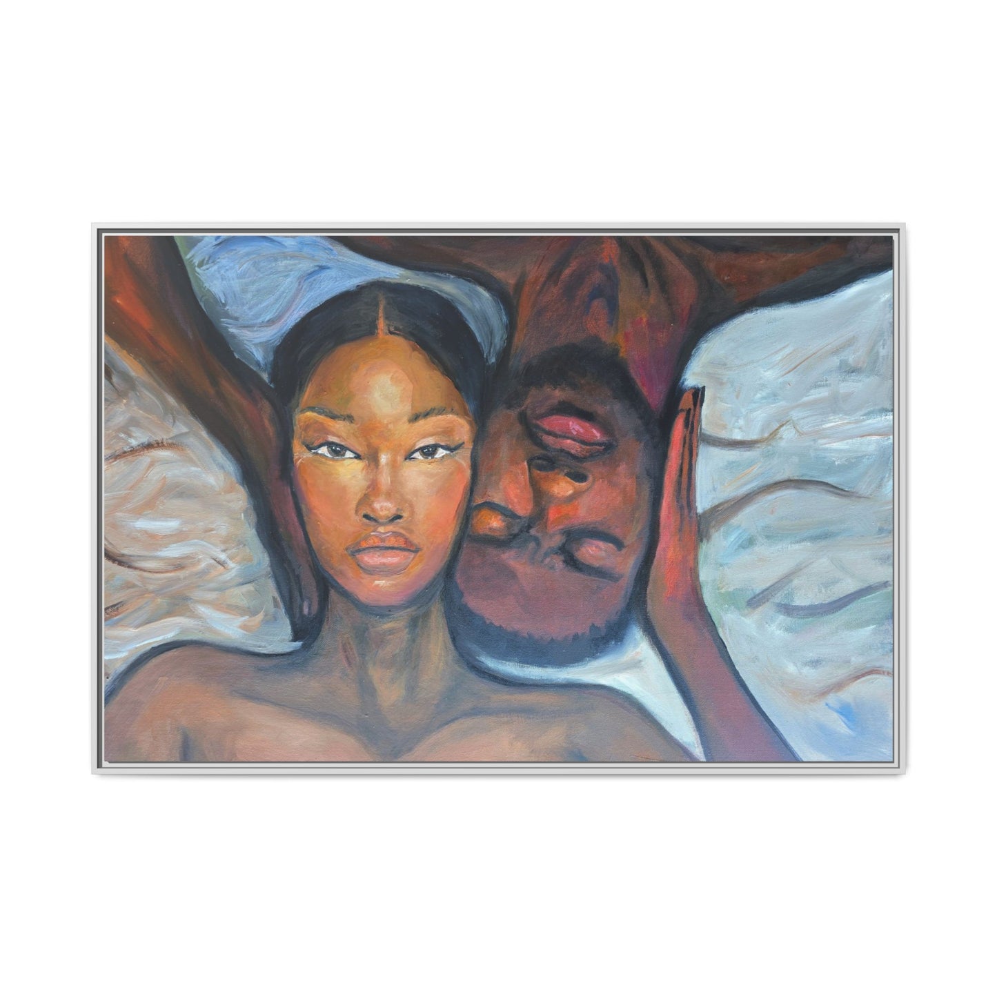Canvas Framed Wall Art Print, Couples Art, Modern Home Decor, Romantic Artwork, Gift for Her, Bedroom Wall Decor