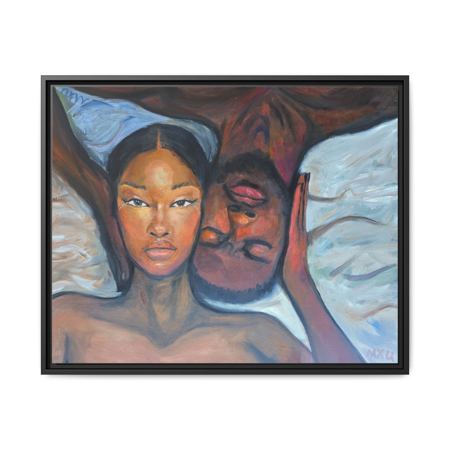 Canvas Framed Wall Art Print, Couples Art, Modern Home Decor, Romantic Artwork, Gift for Her, Bedroom Wall Decor