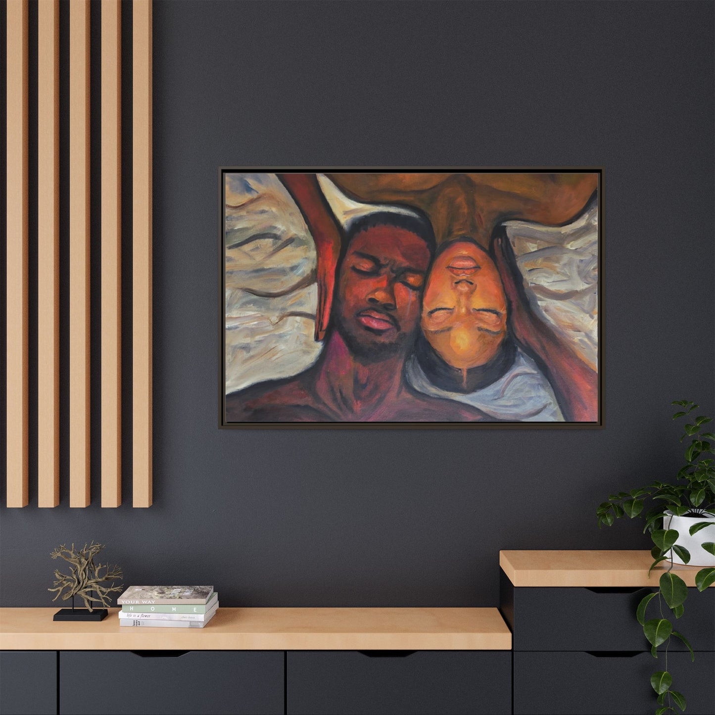 Emotional Oil Painting of Couple in Bed 2