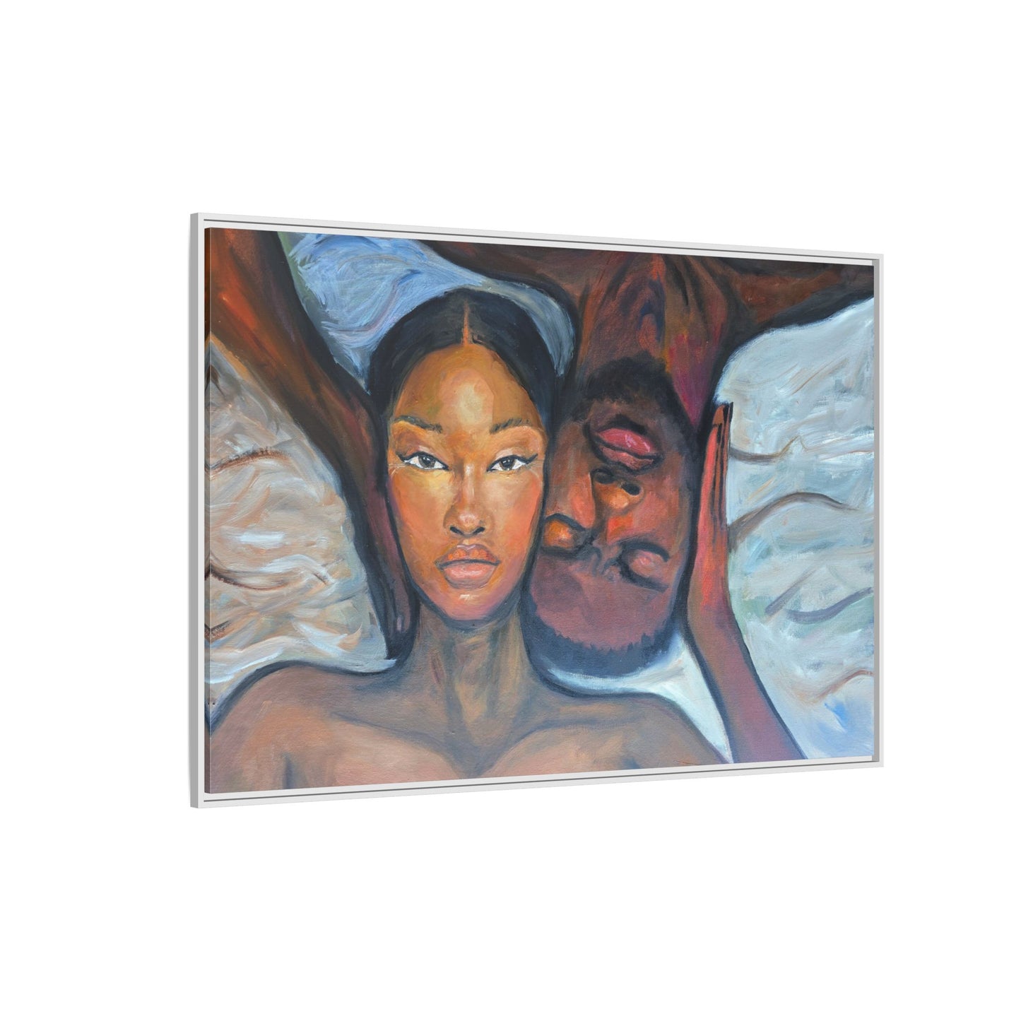 Canvas Framed Wall Art Print, Couples Art, Modern Home Decor, Romantic Artwork, Gift for Her, Bedroom Wall Decor