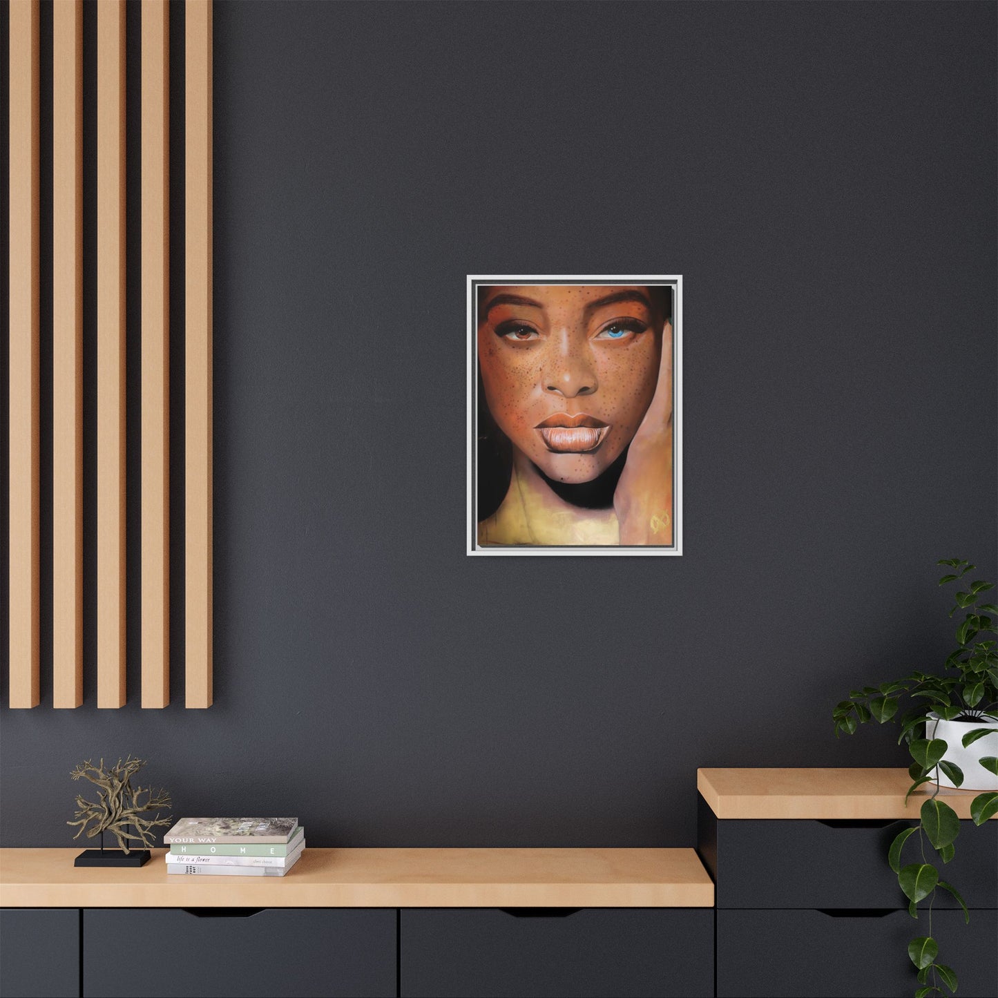 Freckled Beauty Portrait Matte Canvas Print (Framed)