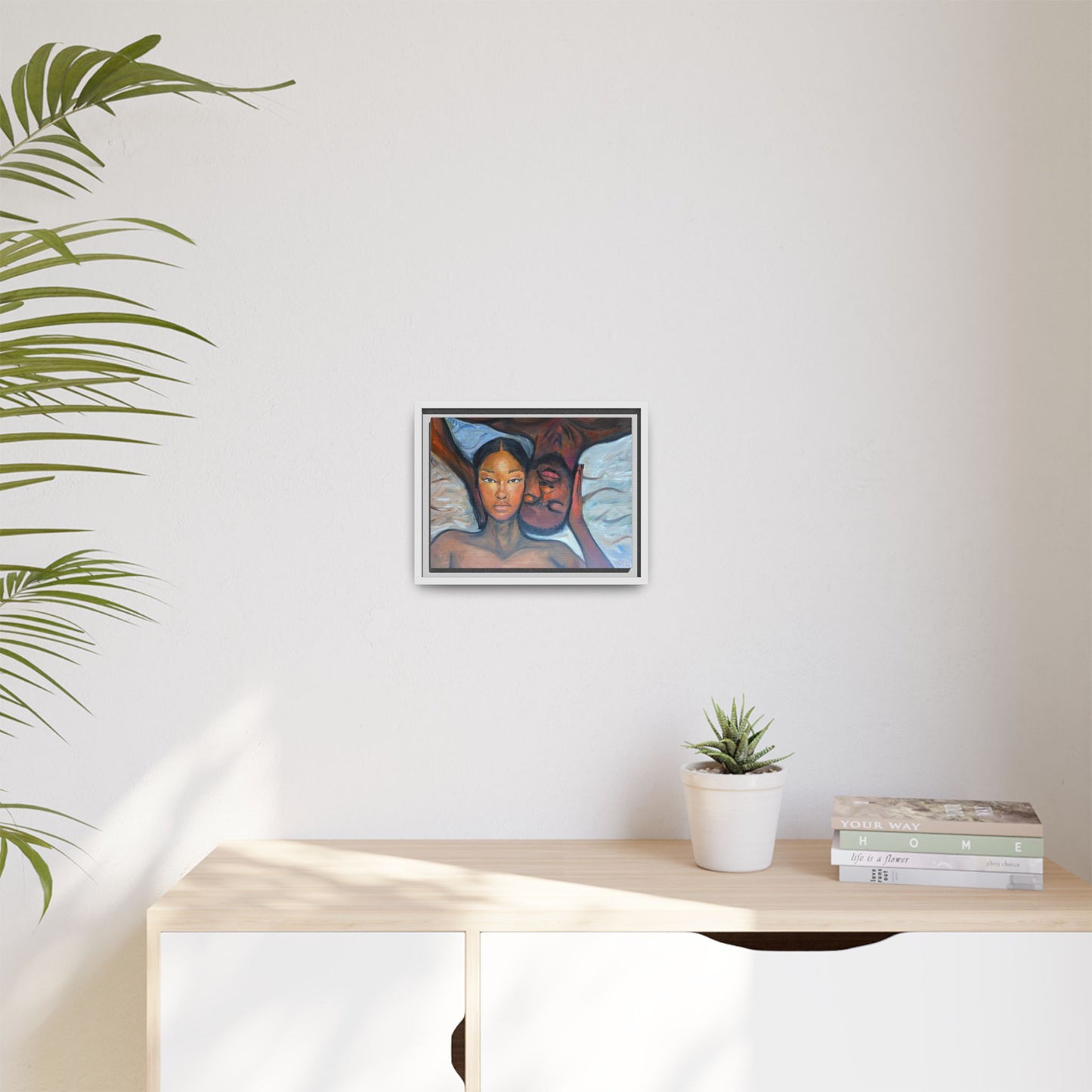 Canvas Framed Wall Art Print, Couples Art, Modern Home Decor, Romantic Artwork, Gift for Her, Bedroom Wall Decor