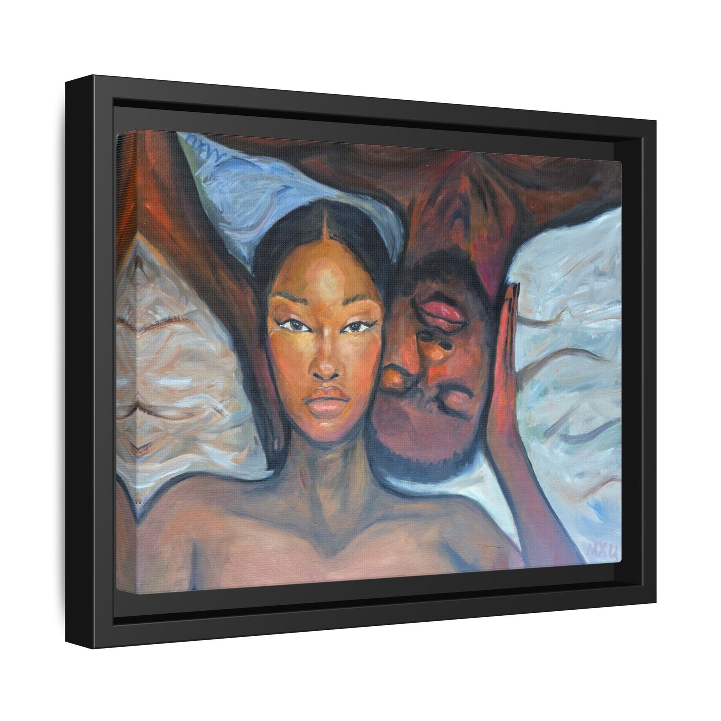 Canvas Framed Wall Art Print, Couples Art, Modern Home Decor, Romantic Artwork, Gift for Her, Bedroom Wall Decor