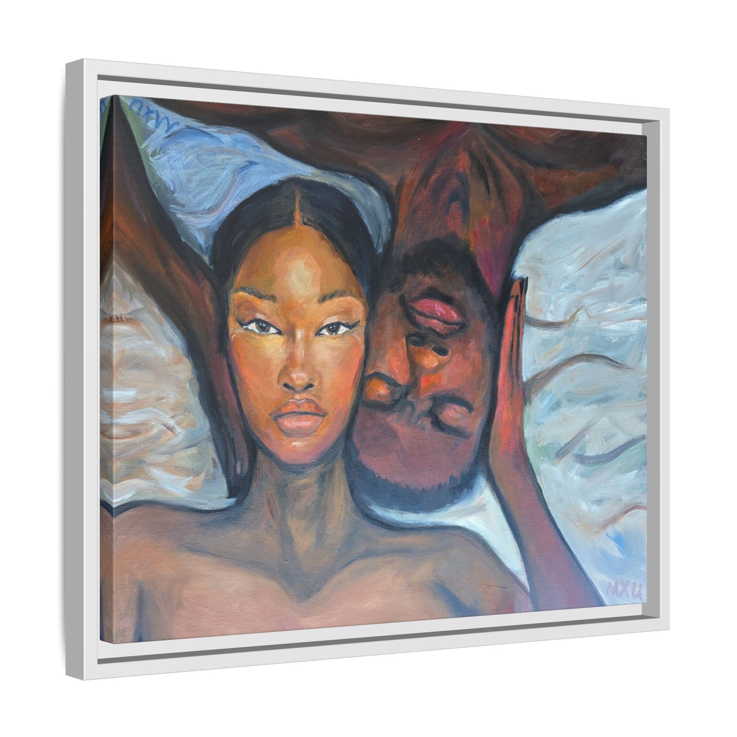 Canvas Framed Wall Art Print, Couples Art, Modern Home Decor, Romantic Artwork, Gift for Her, Bedroom Wall Decor