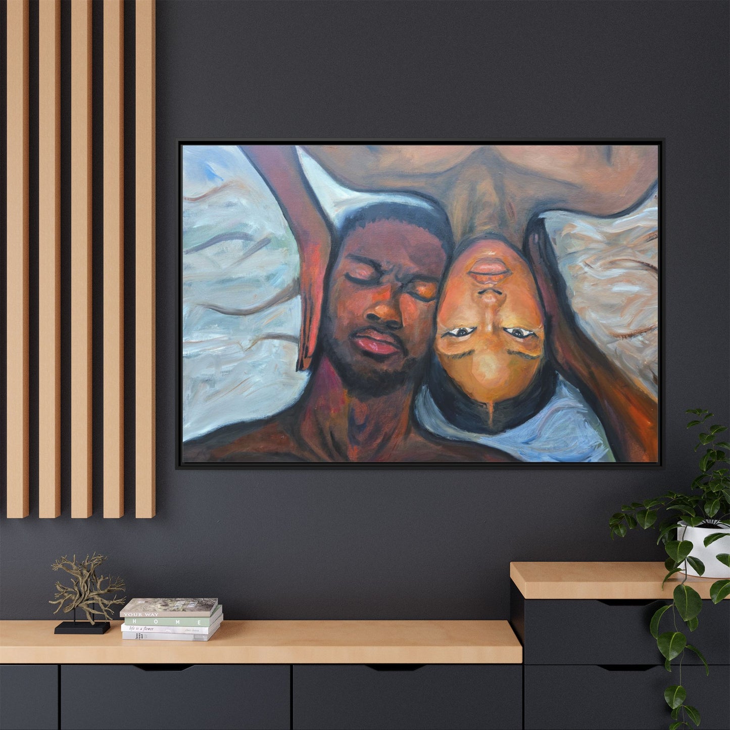 Framed Wall Art Print, Couples Art, Modern Home Decor, Romantic Artwork, Gift for Her, Bedroom Wall Decor