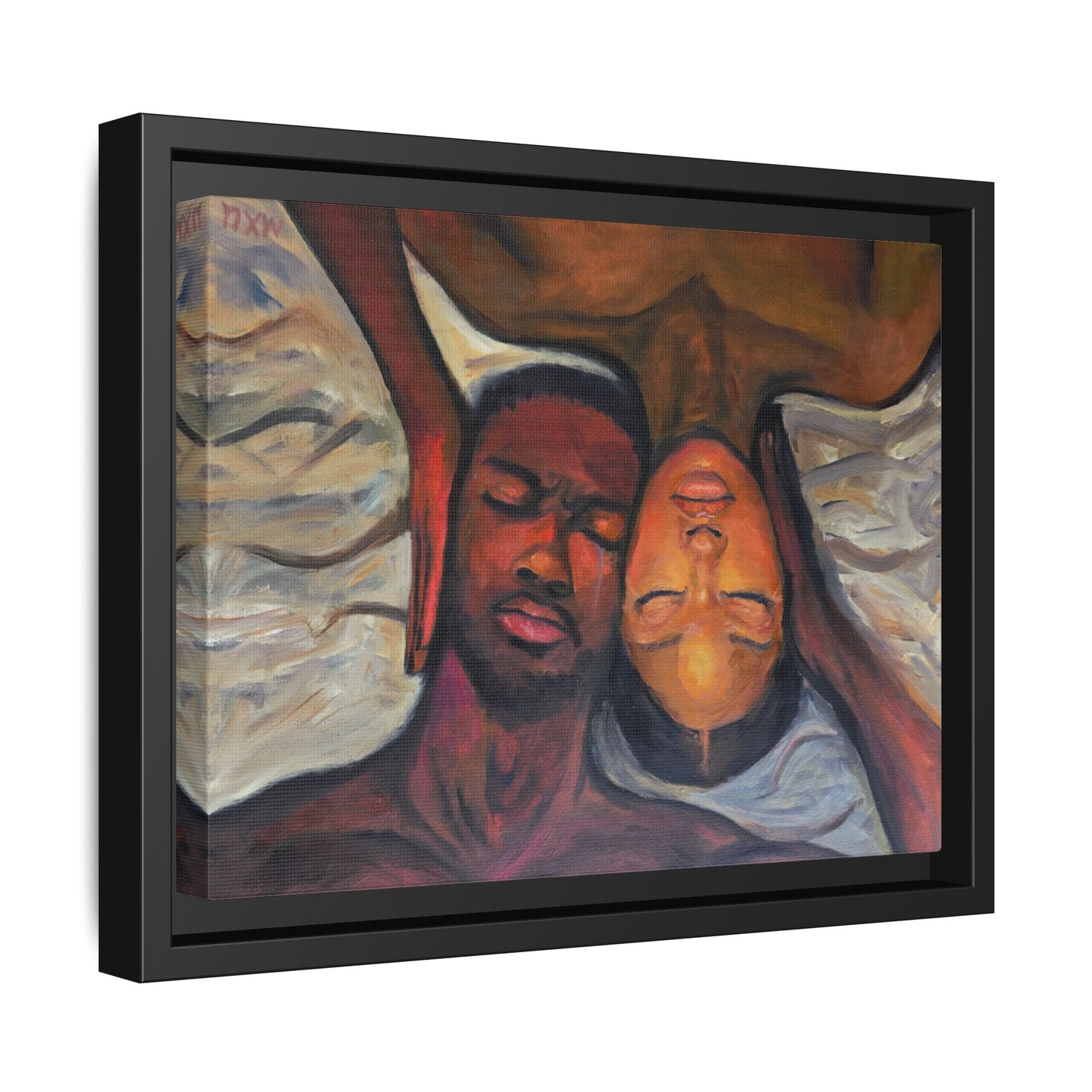 Emotional Oil Painting of Couple in Bed 2