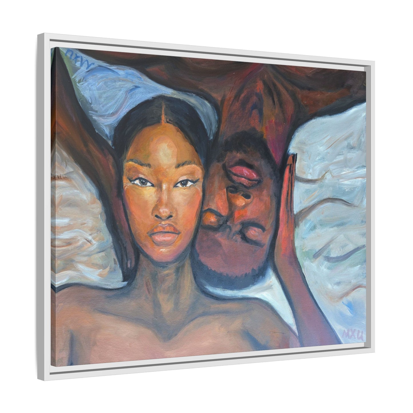 Canvas Framed Wall Art Print, Couples Art, Modern Home Decor, Romantic Artwork, Gift for Her, Bedroom Wall Decor