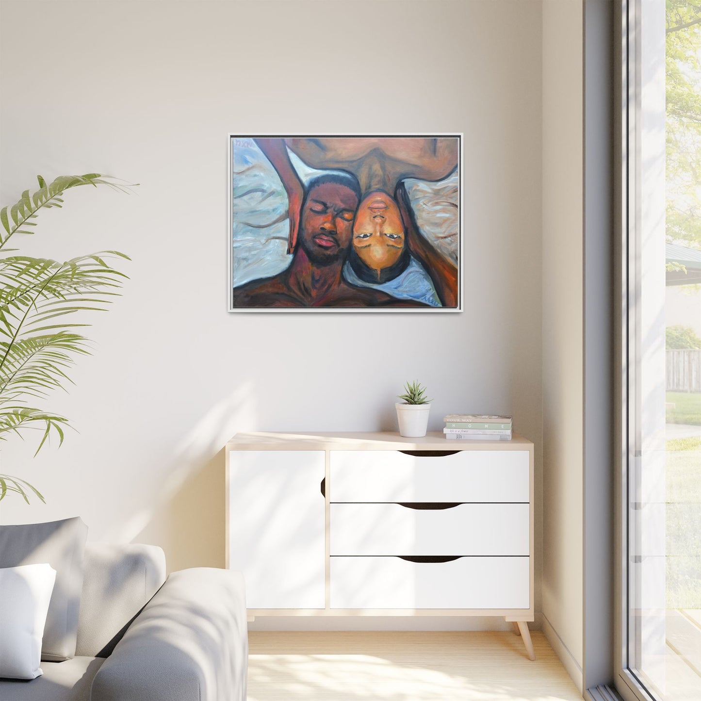 Framed Wall Art Print, Couples Art, Modern Home Decor, Romantic Artwork, Gift for Her, Bedroom Wall Decor