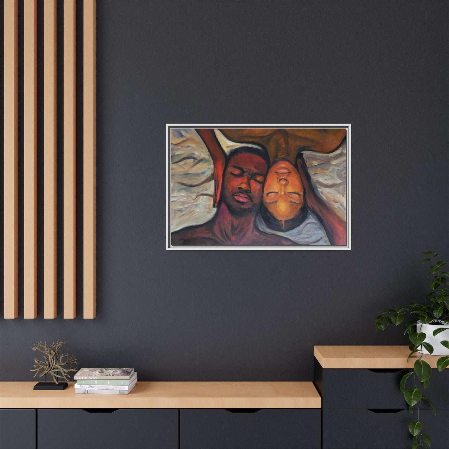 Emotional Oil Painting of Couple in Bed 2