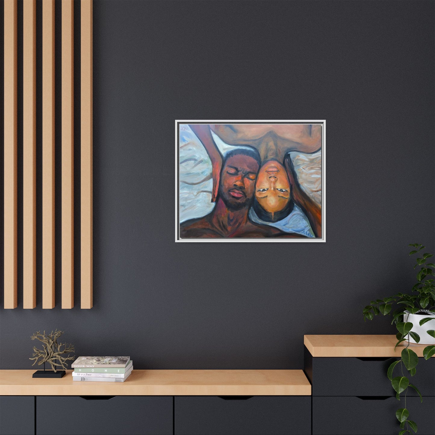 Framed Wall Art Print, Couples Art, Modern Home Decor, Romantic Artwork, Gift for Her, Bedroom Wall Decor