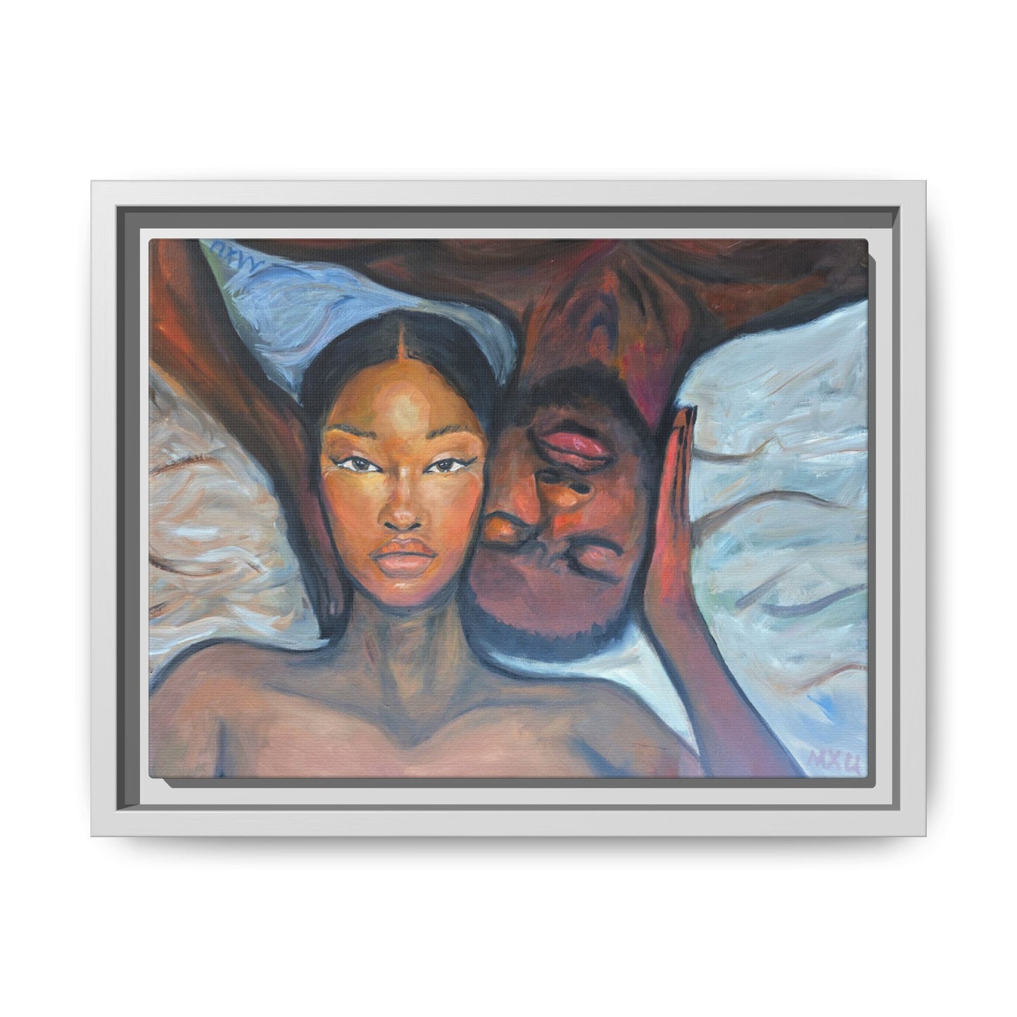 Canvas Framed Wall Art Print, Couples Art, Modern Home Decor, Romantic Artwork, Gift for Her, Bedroom Wall Decor