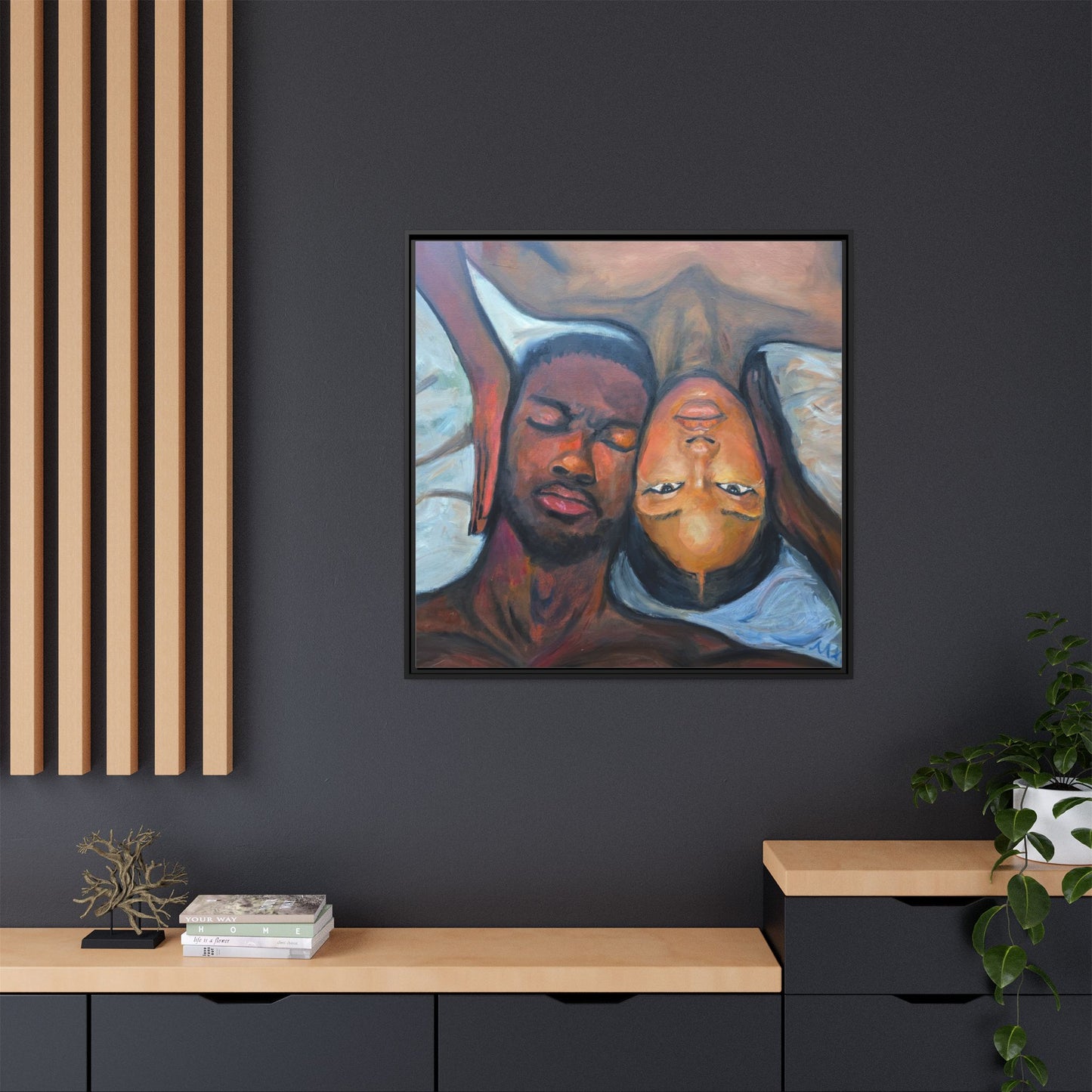 Framed Wall Art Print, Couples Art, Modern Home Decor, Romantic Artwork, Gift for Her, Bedroom Wall Decor