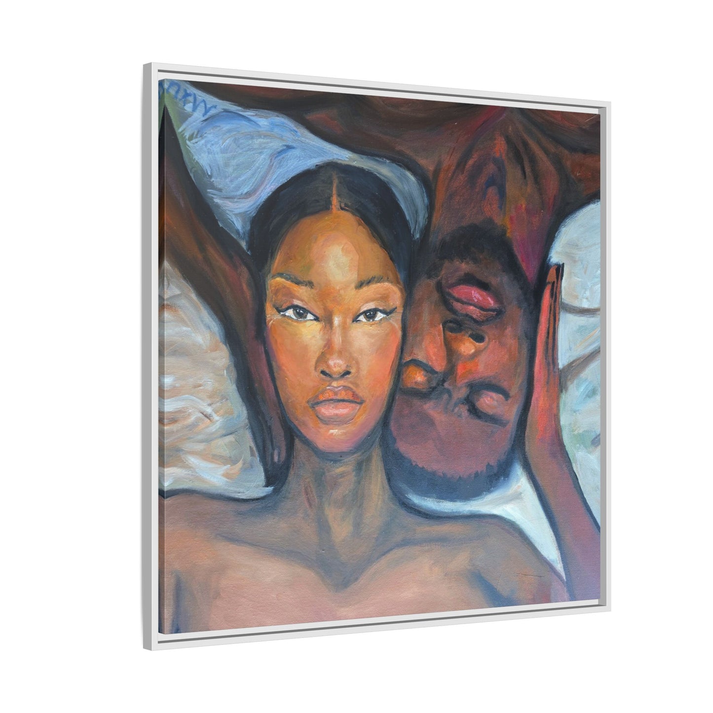 Canvas Framed Wall Art Print, Couples Art, Modern Home Decor, Romantic Artwork, Gift for Her, Bedroom Wall Decor