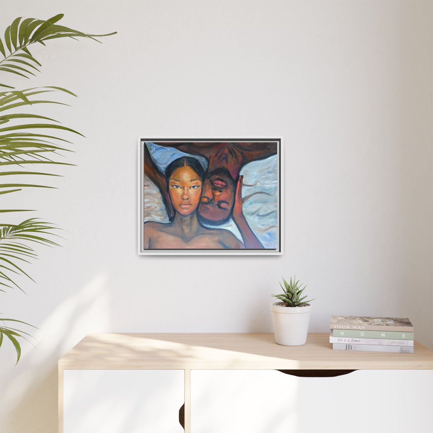 Canvas Framed Wall Art Print, Couples Art, Modern Home Decor, Romantic Artwork, Gift for Her, Bedroom Wall Decor