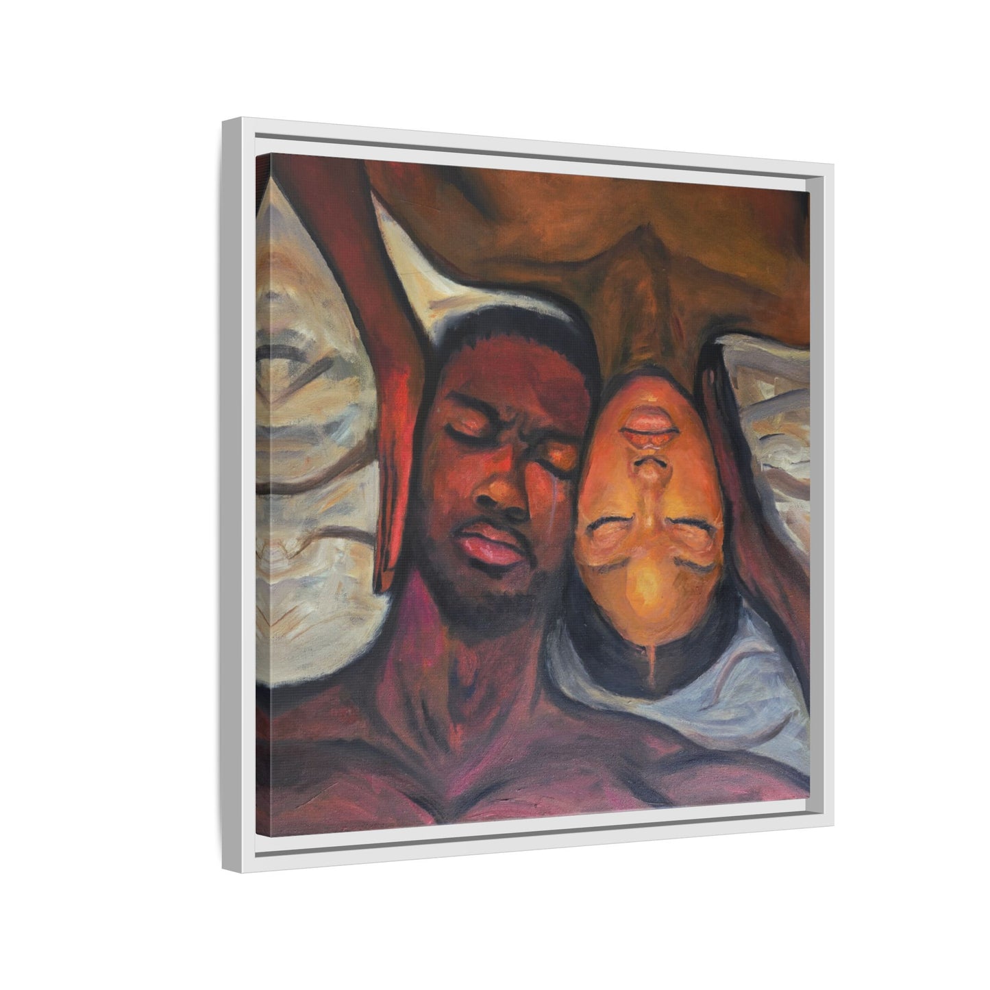 Emotional Oil Painting of Couple in Bed 2