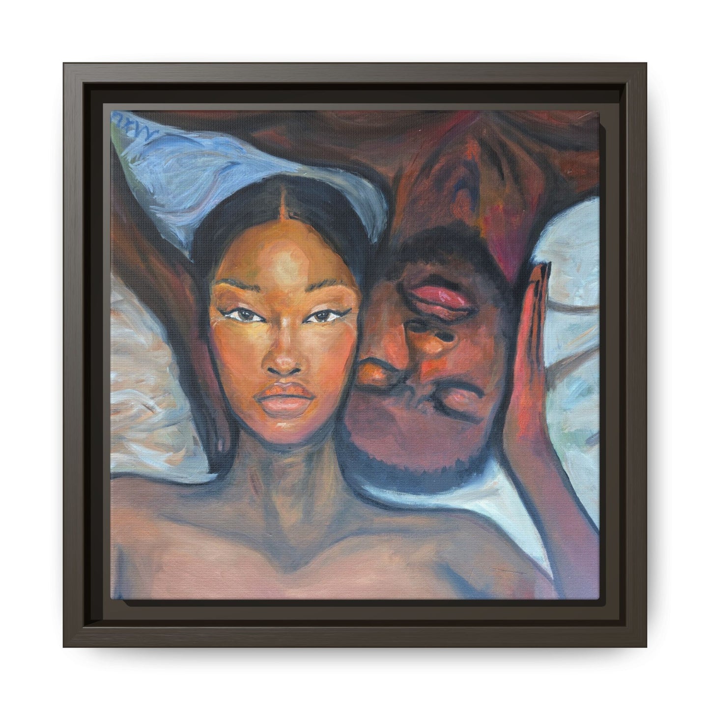 Canvas Framed Wall Art Print, Couples Art, Modern Home Decor, Romantic Artwork, Gift for Her, Bedroom Wall Decor