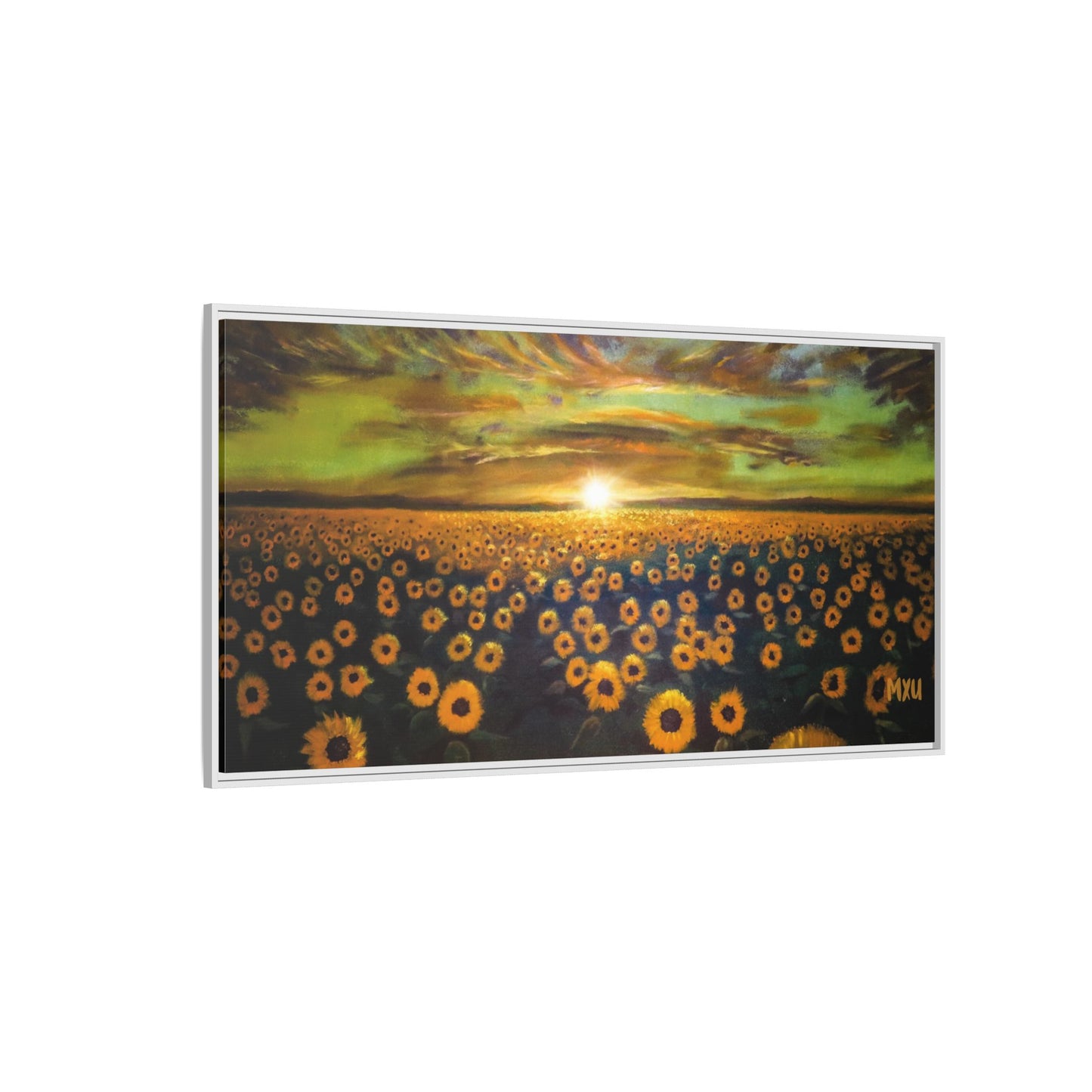 Framed Sunflower Canvas Art, Cheerful Home Decor, Nature Wall Art, Gift for Gardeners, Rustic Living Room Decoration
