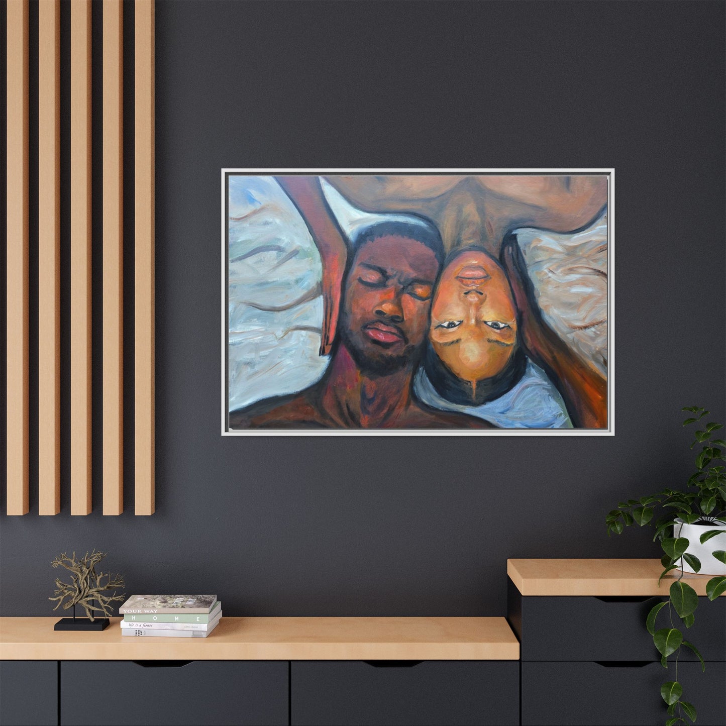 Framed Wall Art Print, Couples Art, Modern Home Decor, Romantic Artwork, Gift for Her, Bedroom Wall Decor