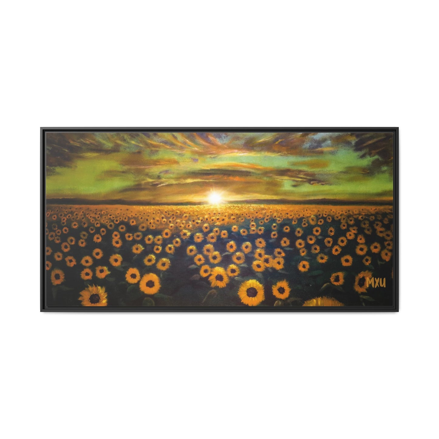 Framed Sunflower Canvas Art, Cheerful Home Decor, Nature Wall Art, Gift for Gardeners, Rustic Living Room Decoration