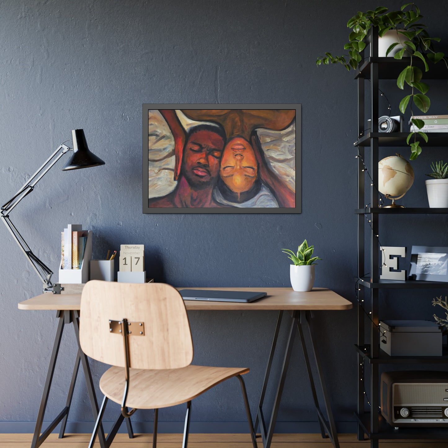 "Perspectives" Framed Wall Art, Black Couple Portrait, Home Decor, Unique Gift, Modern Art, Relationship Celebration